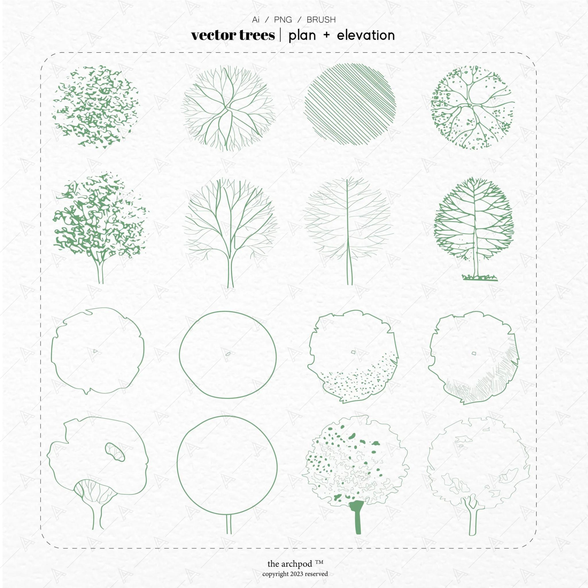 Vector Trees — cutout pack for architectural visualisation, preview 1 of 8