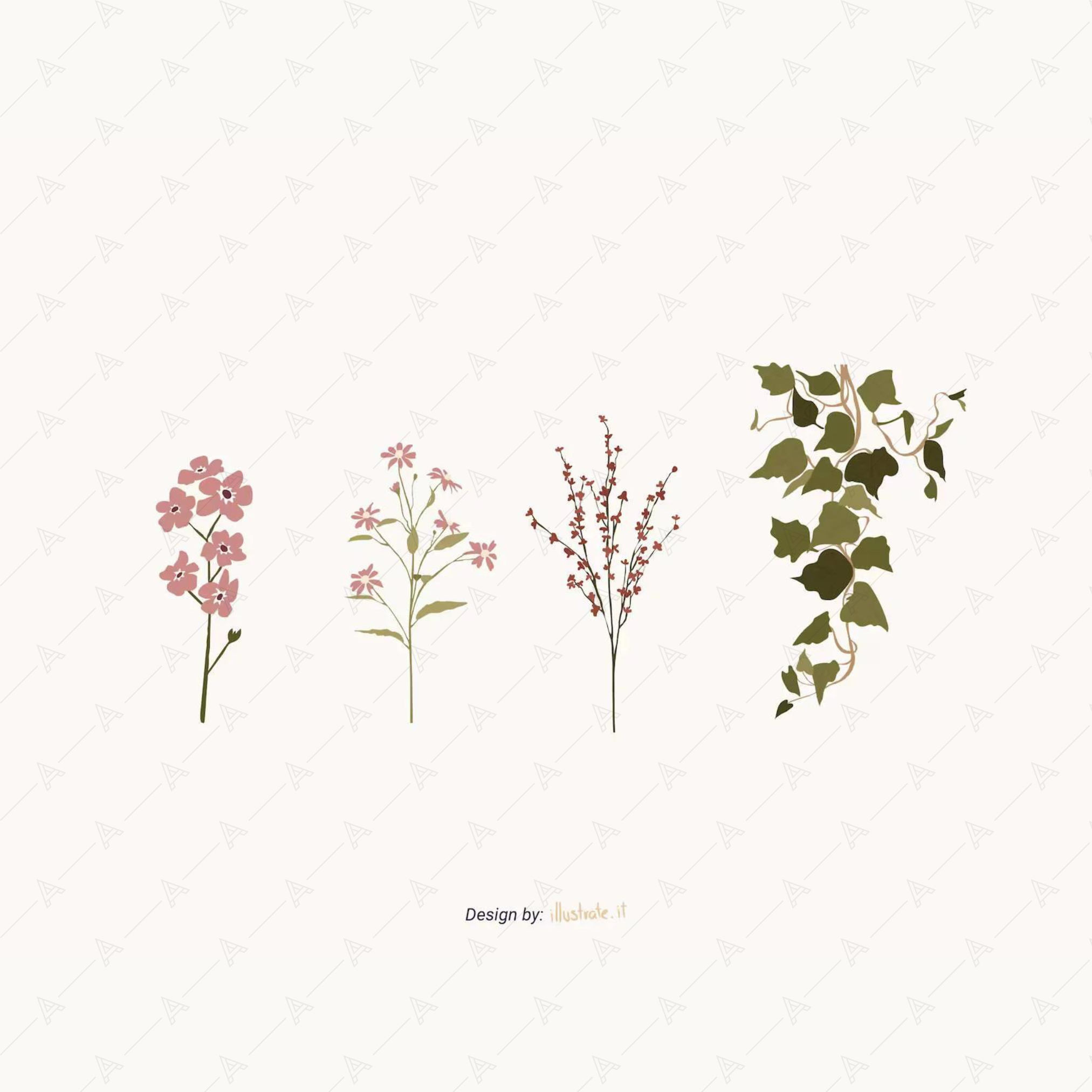 Vector Vegetation Branches & Flowers Pack — cutout pack for architectural visualisation, preview 3 of 4