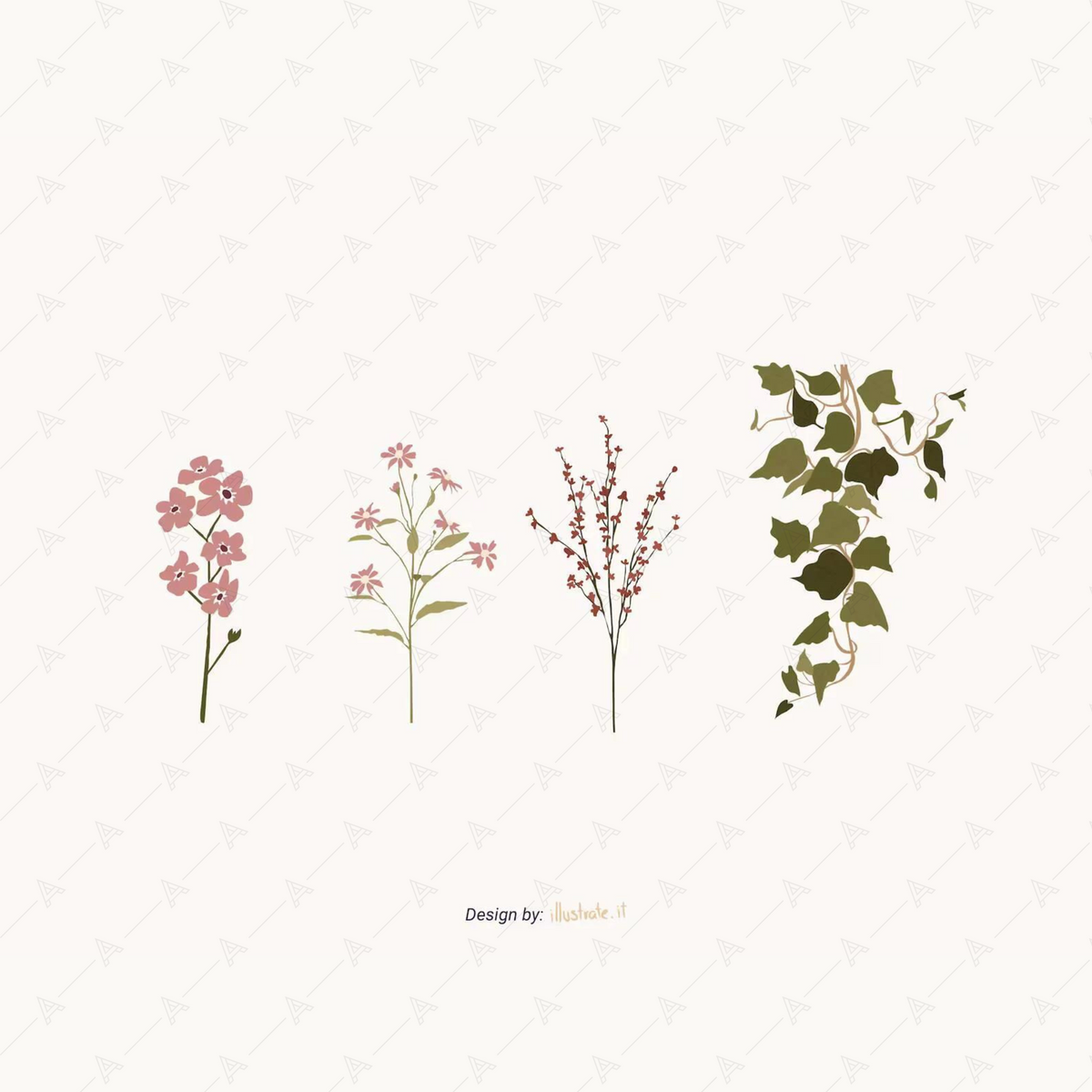 Vector Vegetation Branches & Flowers Pack — cutout pack for architectural visualisation, preview 3 of 4