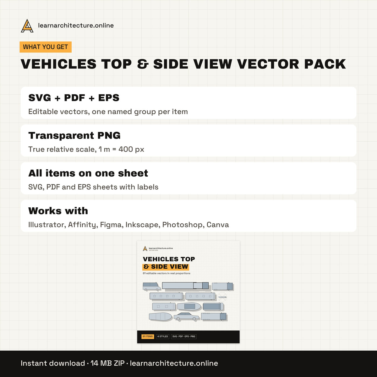 Vehicles Top & Side View Vector Pack files and formats