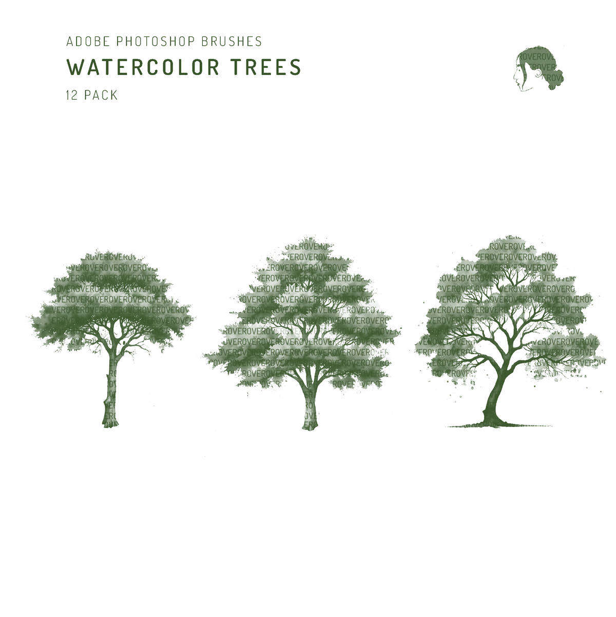 Watercolor Trees Brushset — brush set for architectural drawings, preview 2 of 5