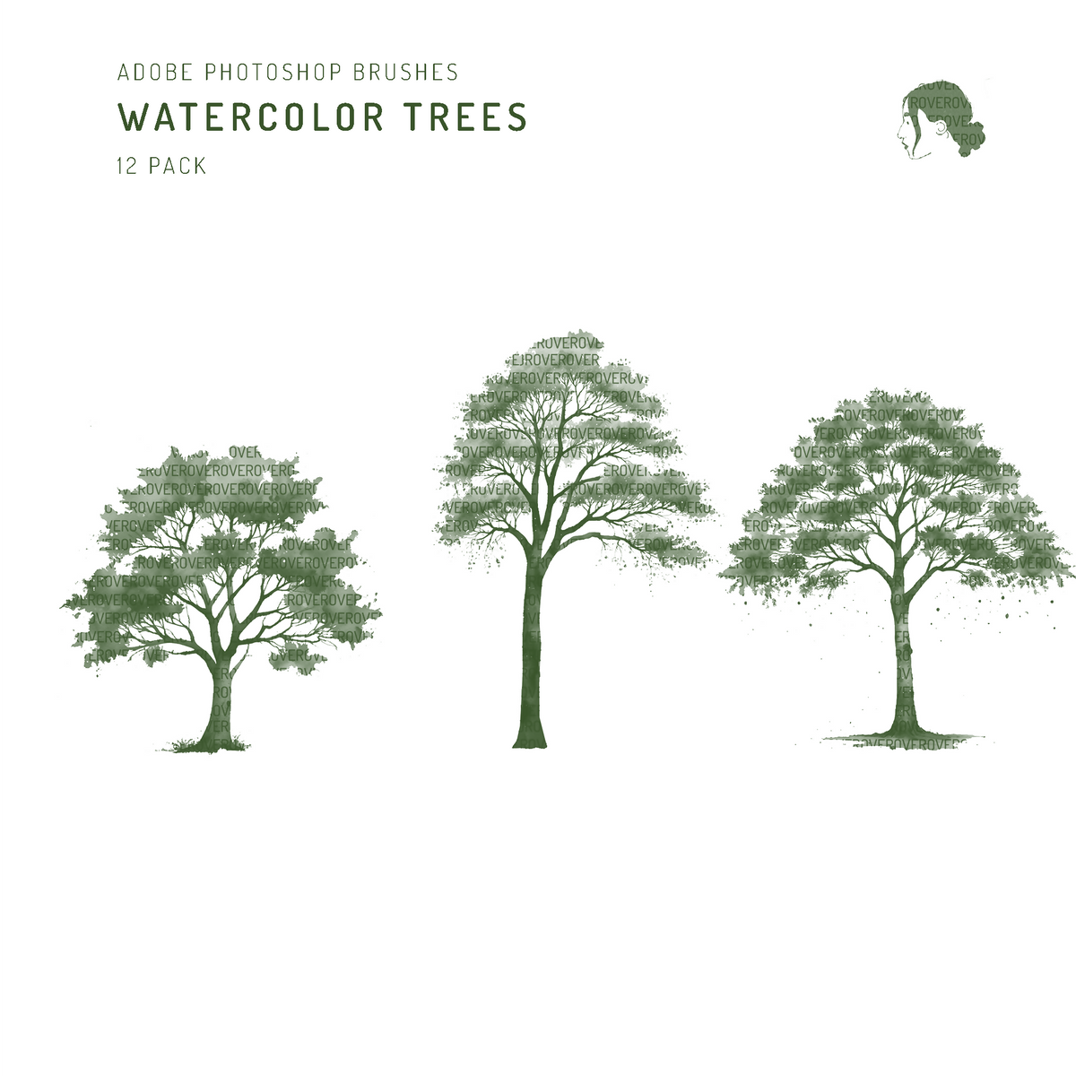 Watercolor Trees Brushset — brush set for architectural drawings, preview 3 of 5