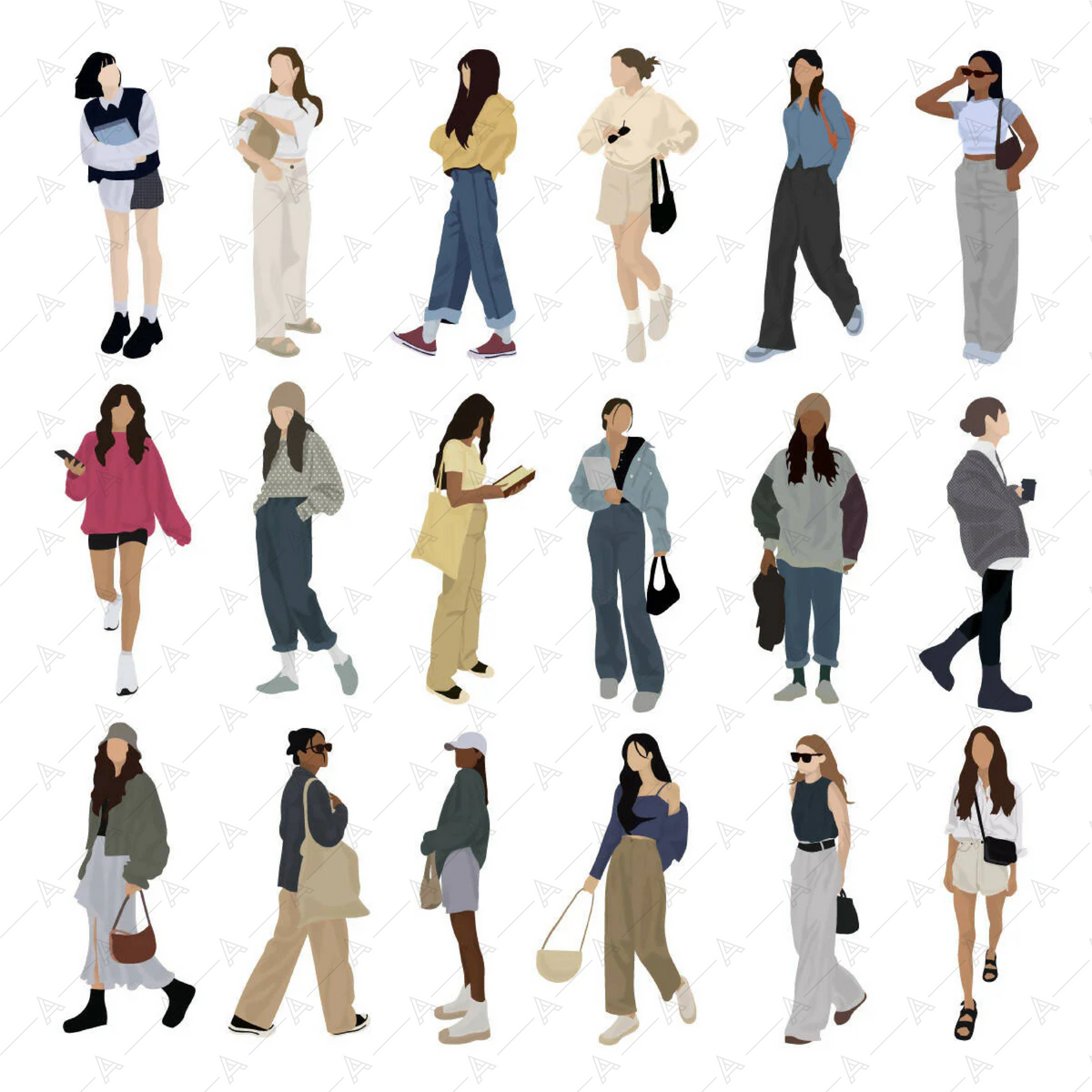 Women in Street Style — cutout pack for architectural visualisation