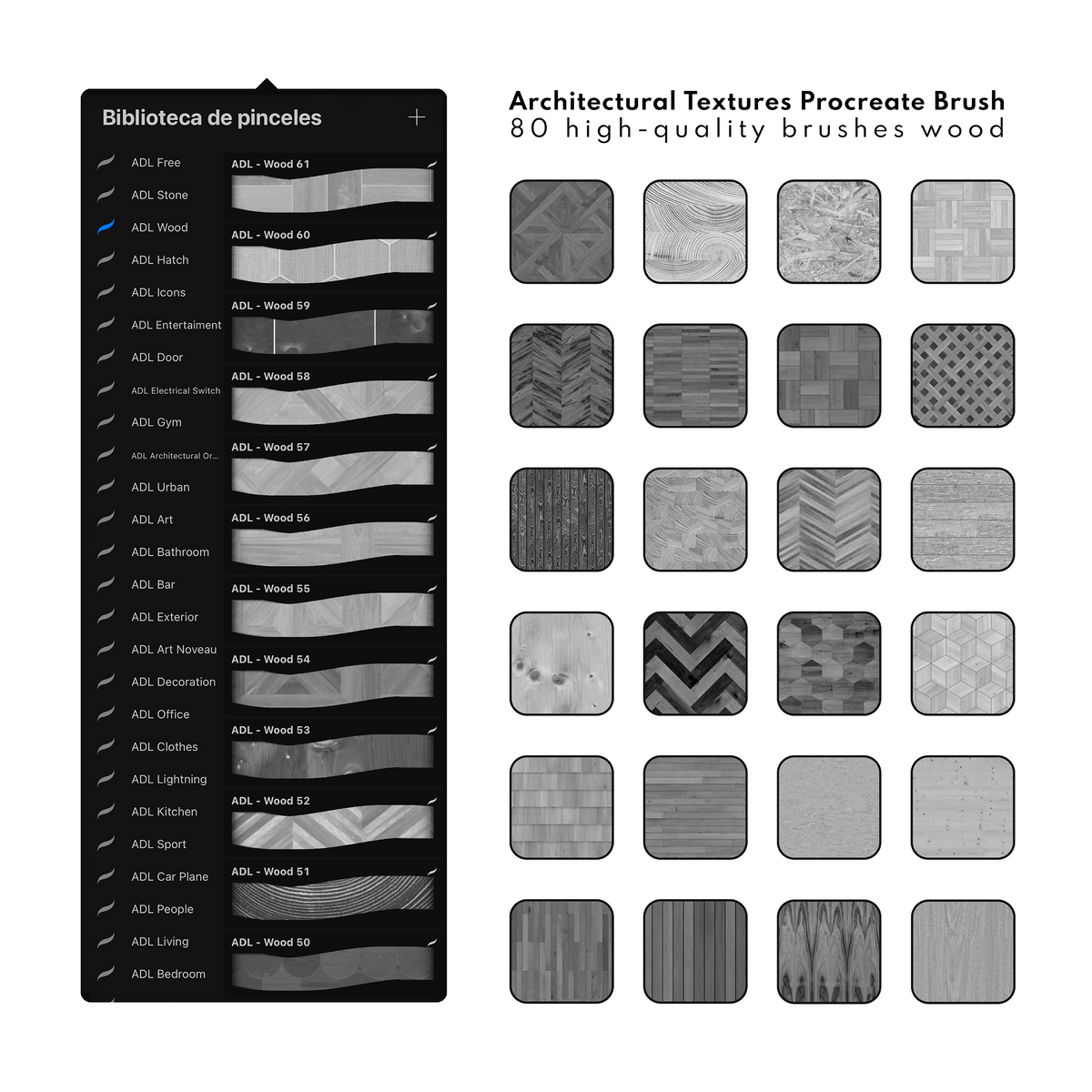 Wood Texture Brush Procreate Architecture — Procreate brush set for architectural sketching