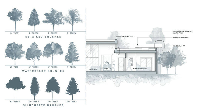 12 Basic Trees Photoshop Brushes – Learn Architecture Online