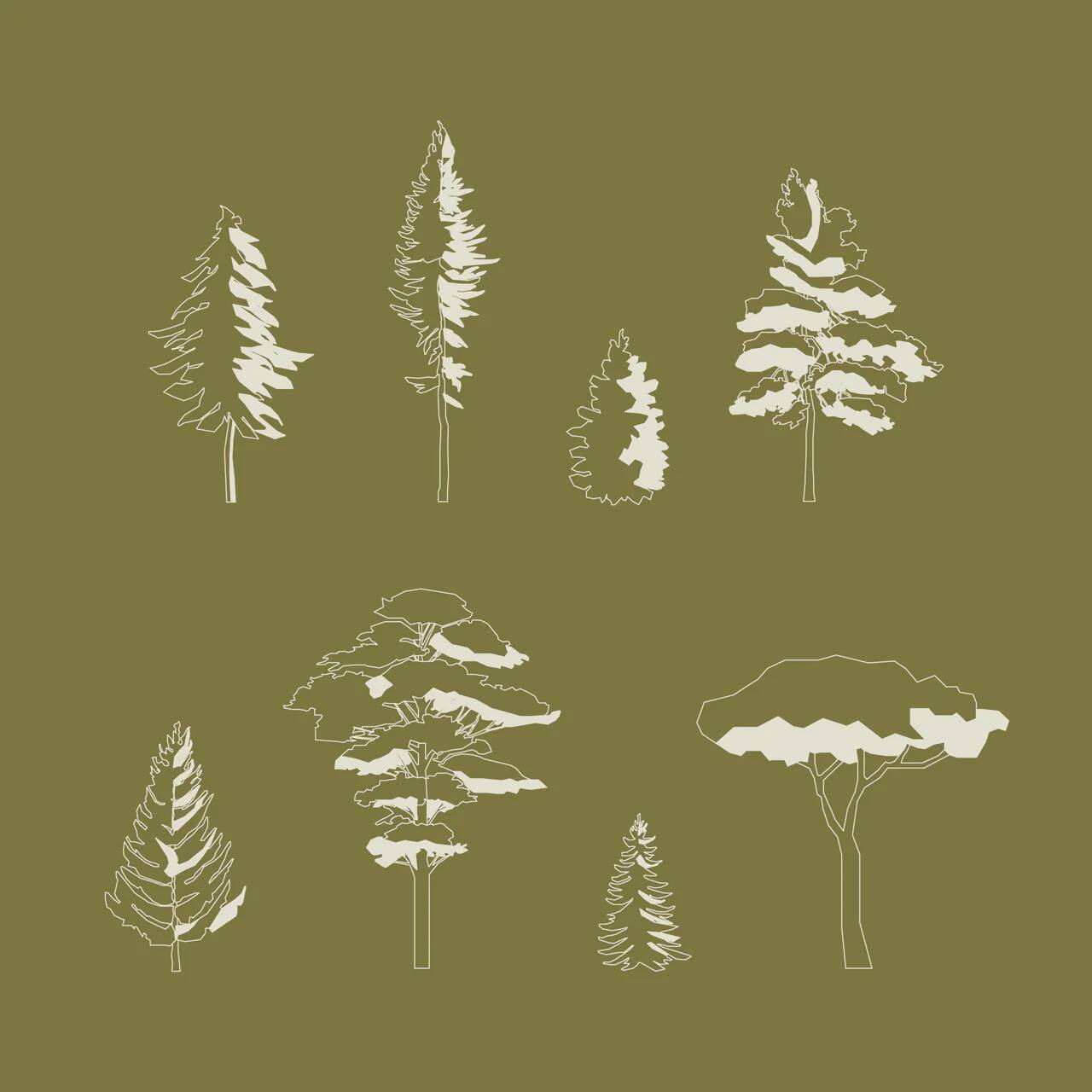 CAD and Vector Pine Trees Set | Learn Architecture Online