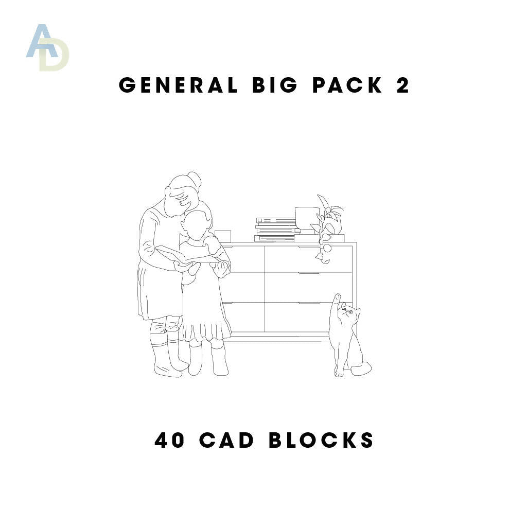 40 Piece General Pack 2 — CAD block set for architectural drawings, preview 1 of 3