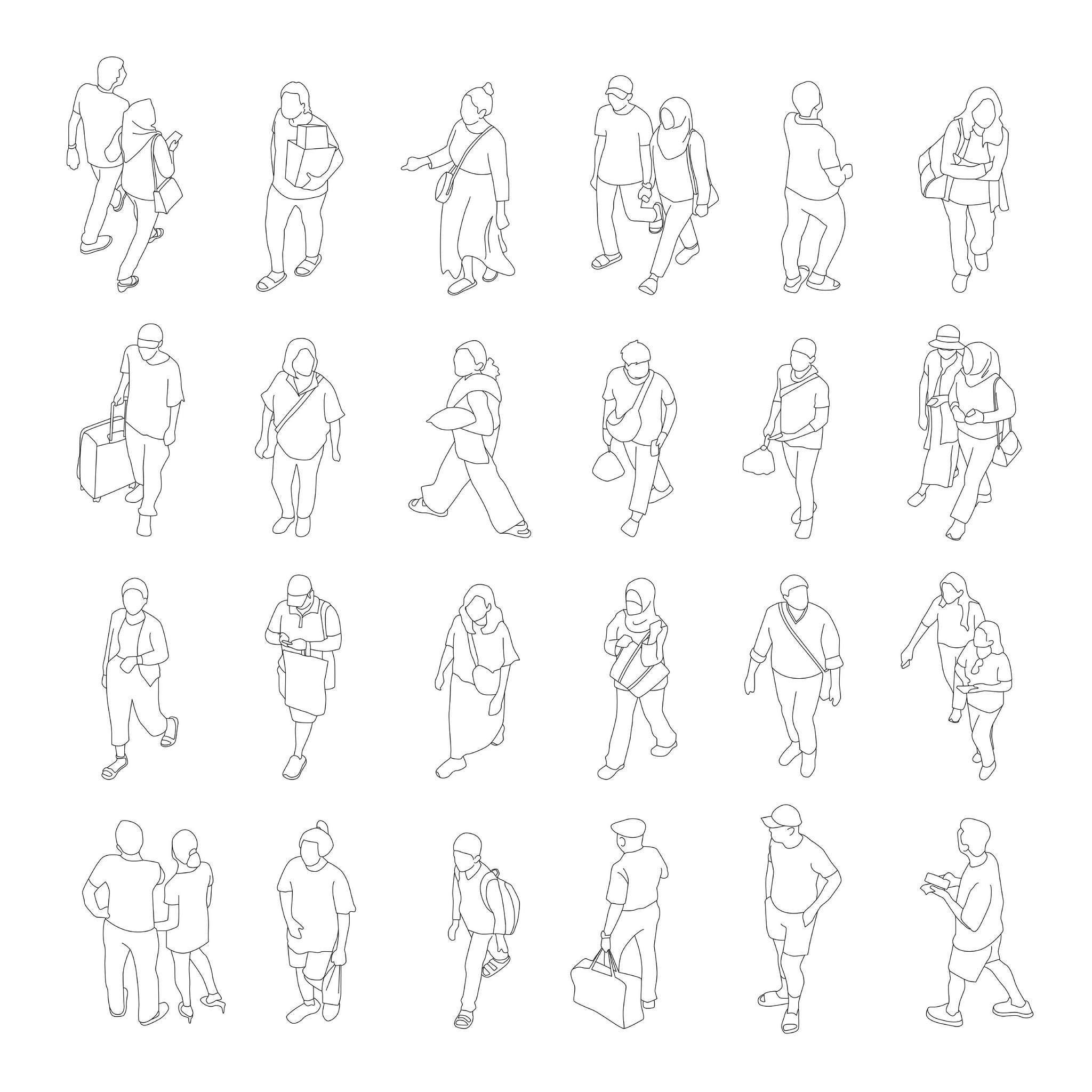 Architectural People Isometric Crowd Blend 24 Vector People Drawings 