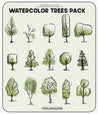 Watercolor Vector Trees Pack