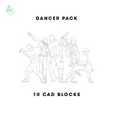 Dancer Line Drawing Pack: 10 Human Figure CAD Blocks