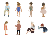 Vector Kids Human Scales: 8 Illustrated Children (AI, PDF, PNG)