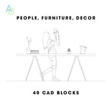 People, Furniture and Decor CAD Blocks (40 Piece Pack)