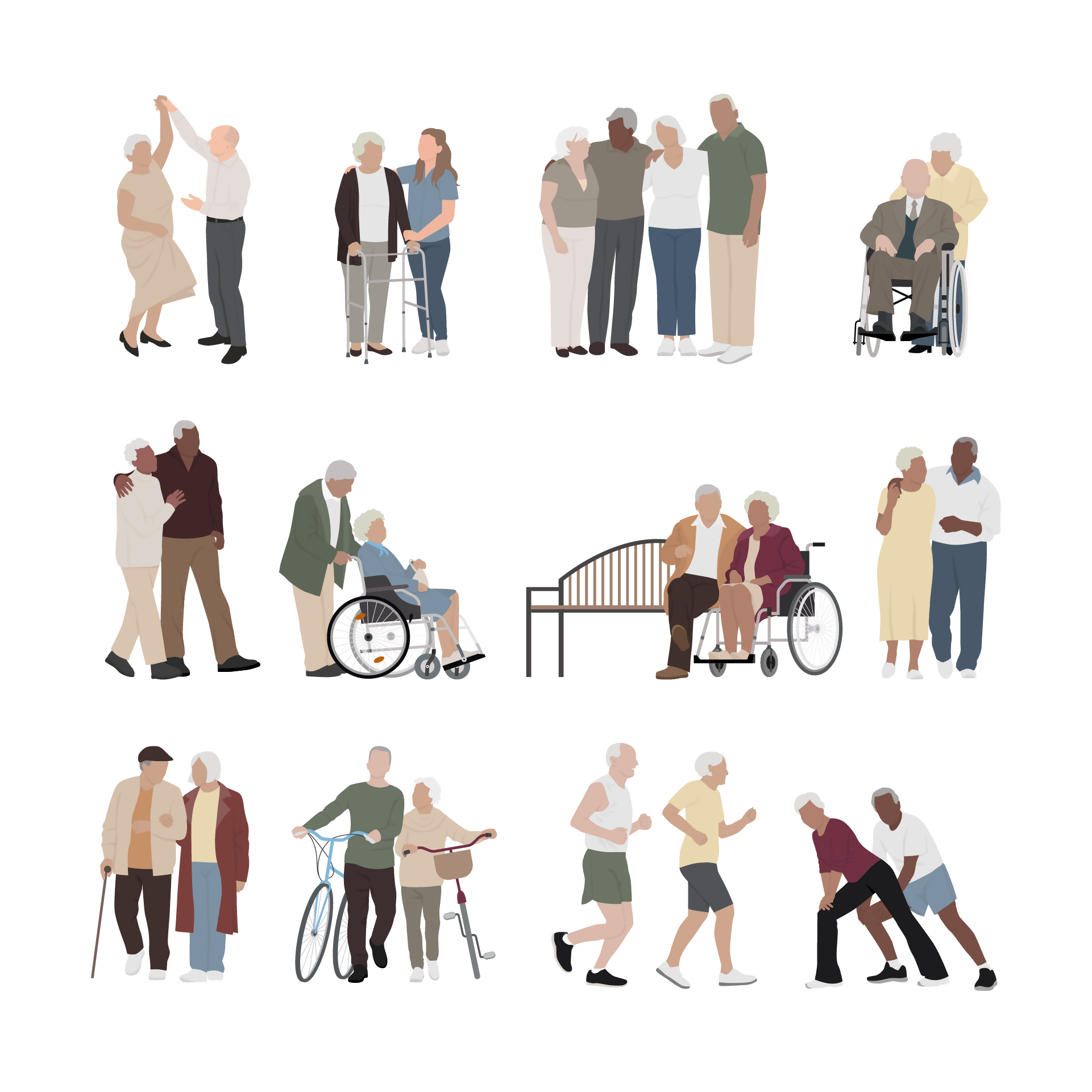 Elderly People Cutout Pack | Learn Architecture Online