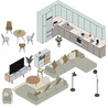 Axonometric Home Furniture Cutout Pack