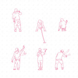 CAD Graffiti People: Street Art Figure Blocks (6 Poses)
