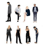 8 People Vector Cutouts (Flat Figures in Smart Evening Wear)