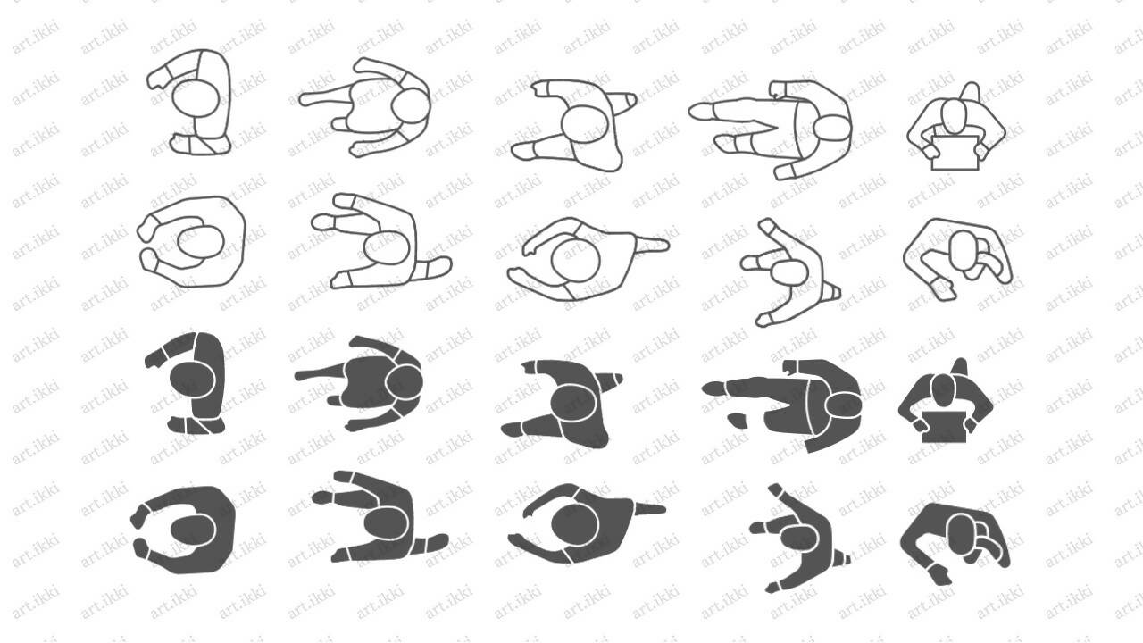 Human Figure Brush Set (In Plan View) | Learn Architecture Online