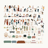 Flat Vector People At Home Set