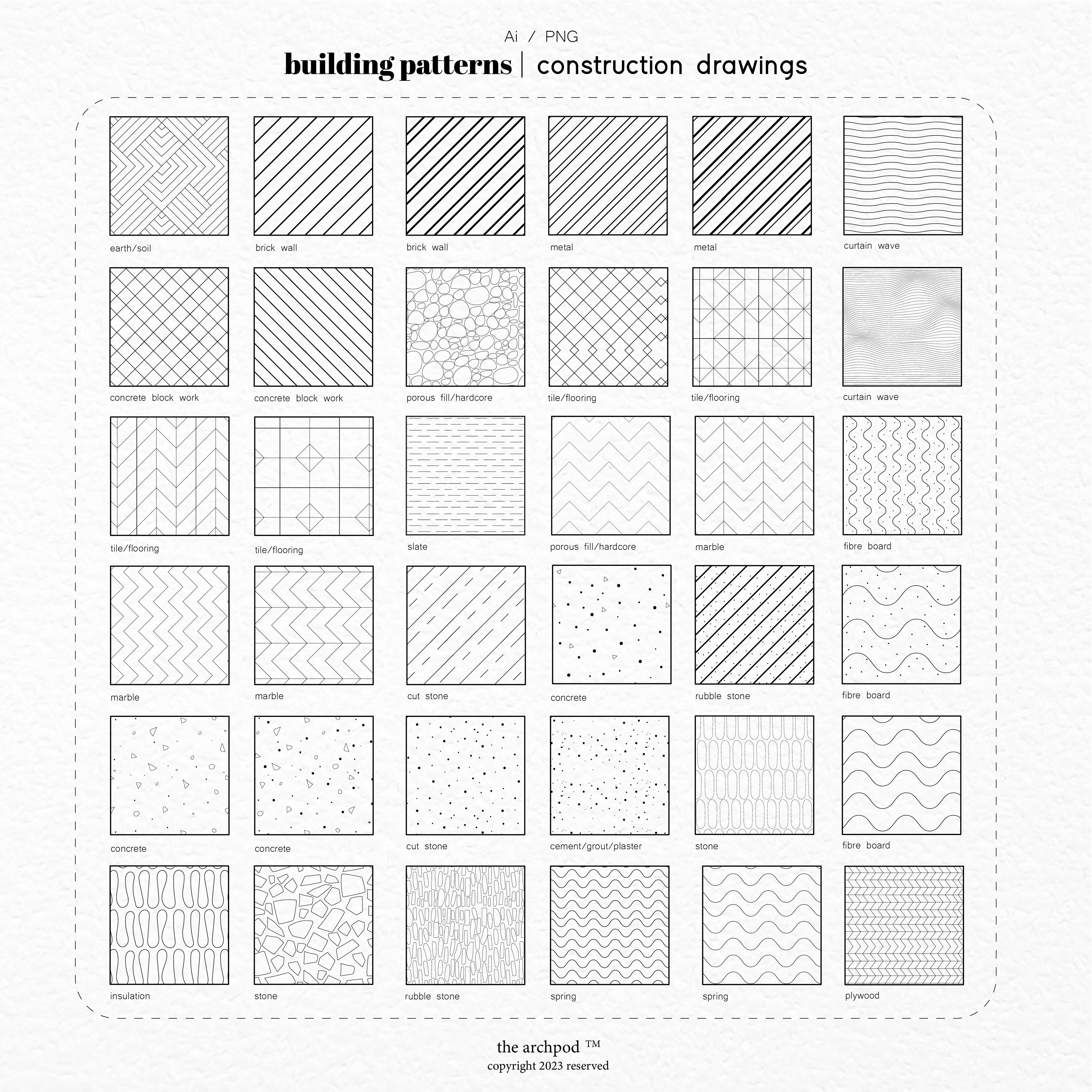 Illustrator Patterns - Building Materials – Learn Architecture Online