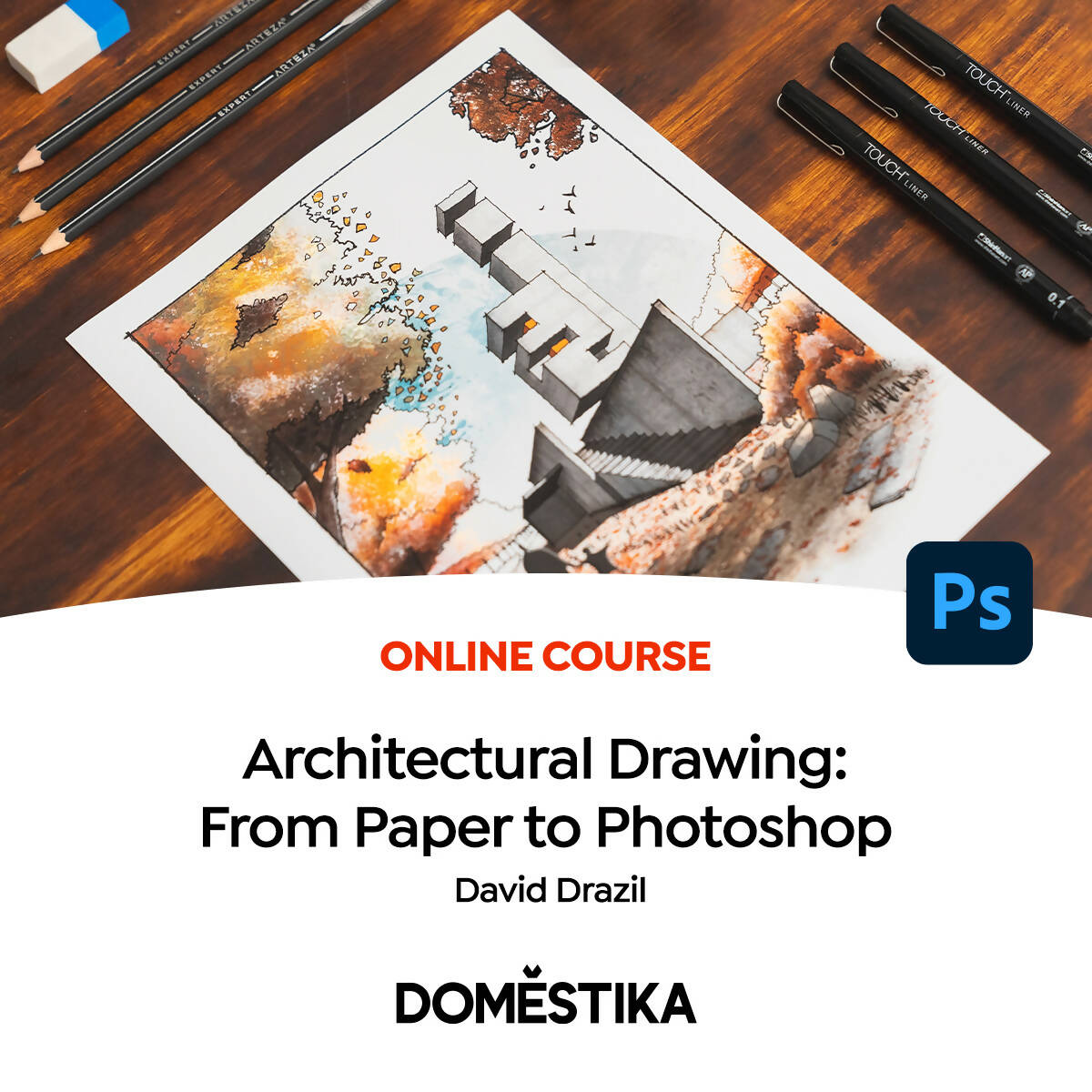 Architectural Drawing: From Paper to Photoshop — video course for architects, preview 1 of 2