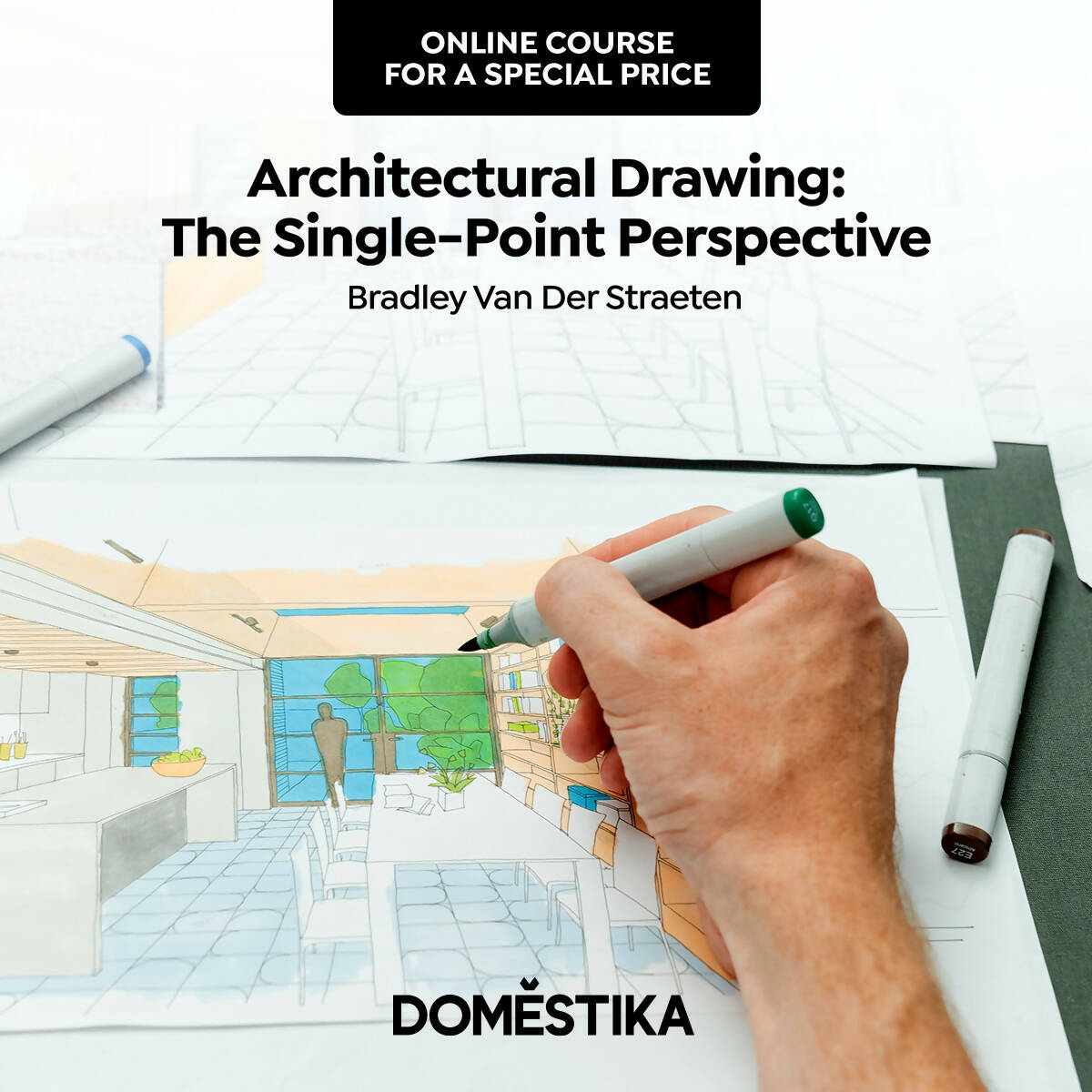 Architectural Drawing: The Single-Point Perspective — video course for architects, preview 1 of 2