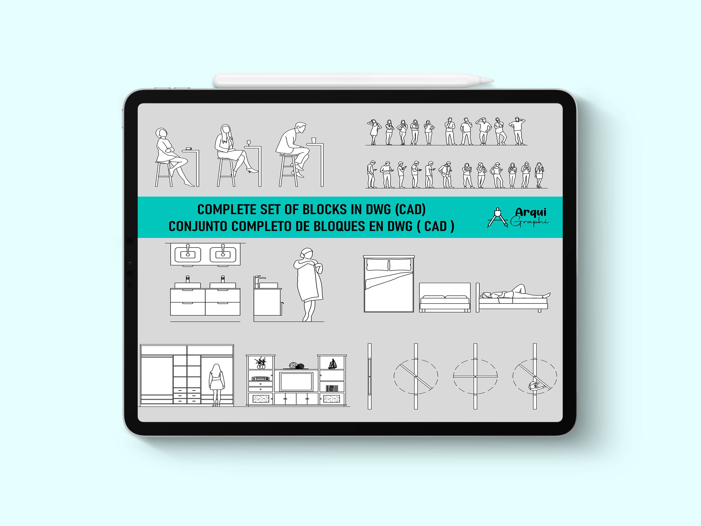AutoCAD - Complete Set Of Blocks In CAD 2 (DWG) — CAD block set for architectural drawings, preview 1 of 6