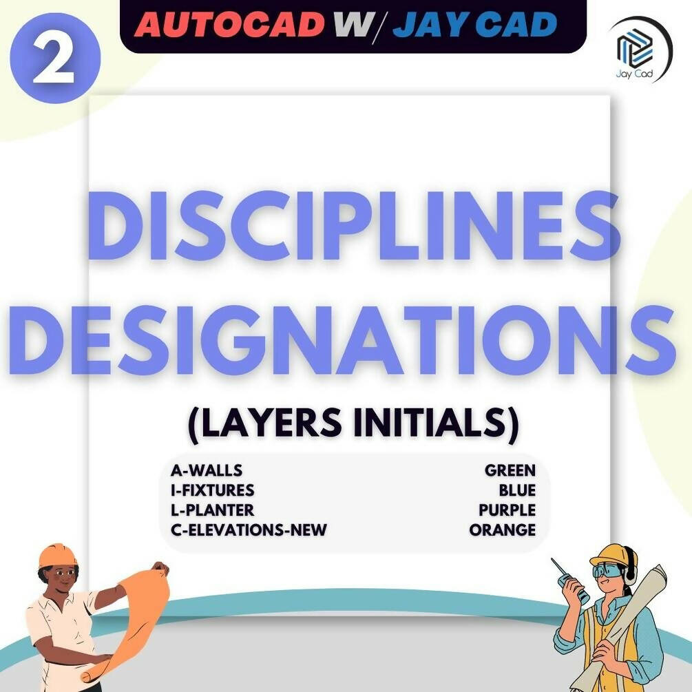 AutoCAD Cheat Sheet - Disciplines Designations — CAD block set for architectural drawings