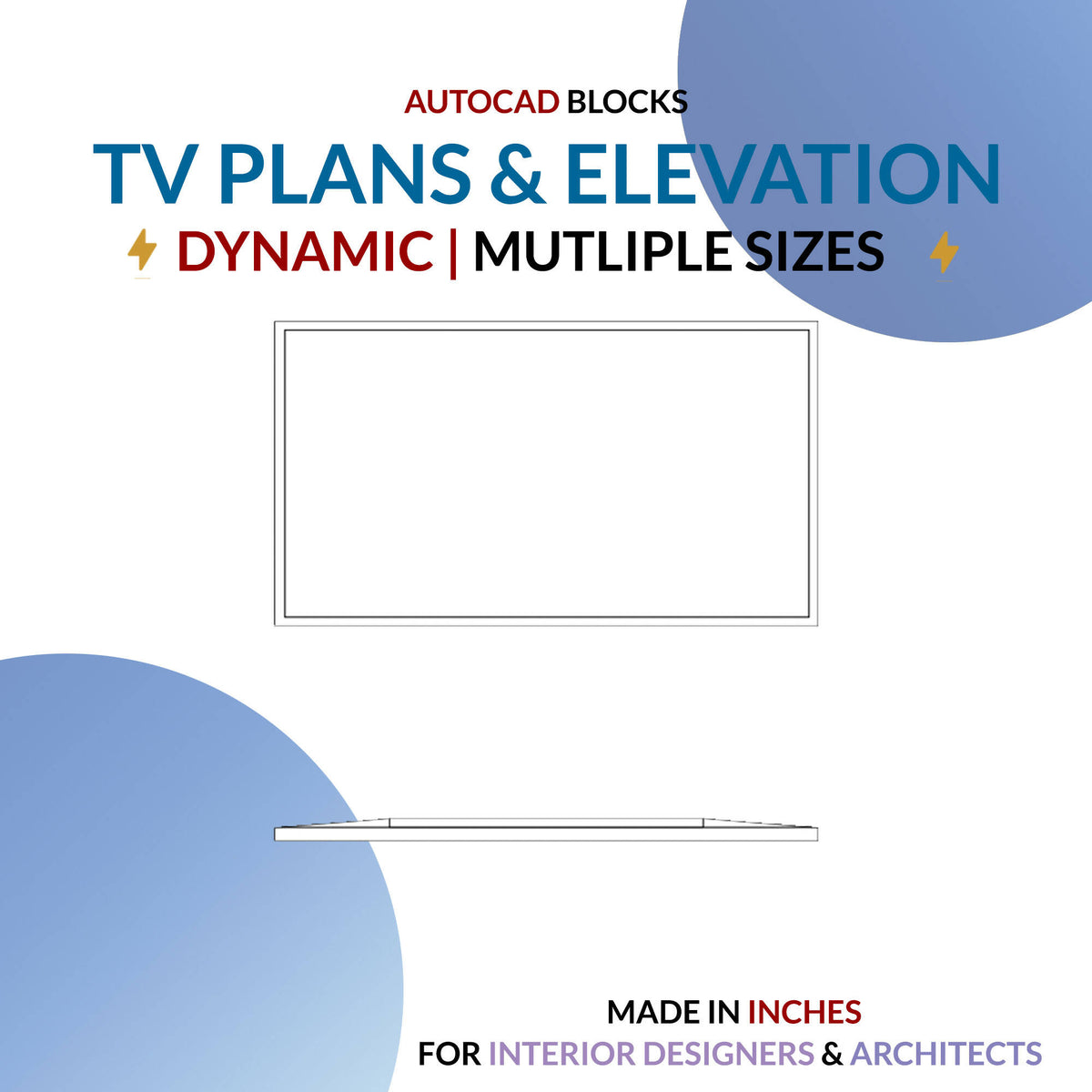 Autocad Dynamic Block | Standard Tv Blocks - Plan & Elevation | For Interior Designers — CAD block set, preview 1 of 3