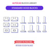 Autocad Standard Hood Blocks | Plan & Elevation Views — CAD block set for architectural drawings