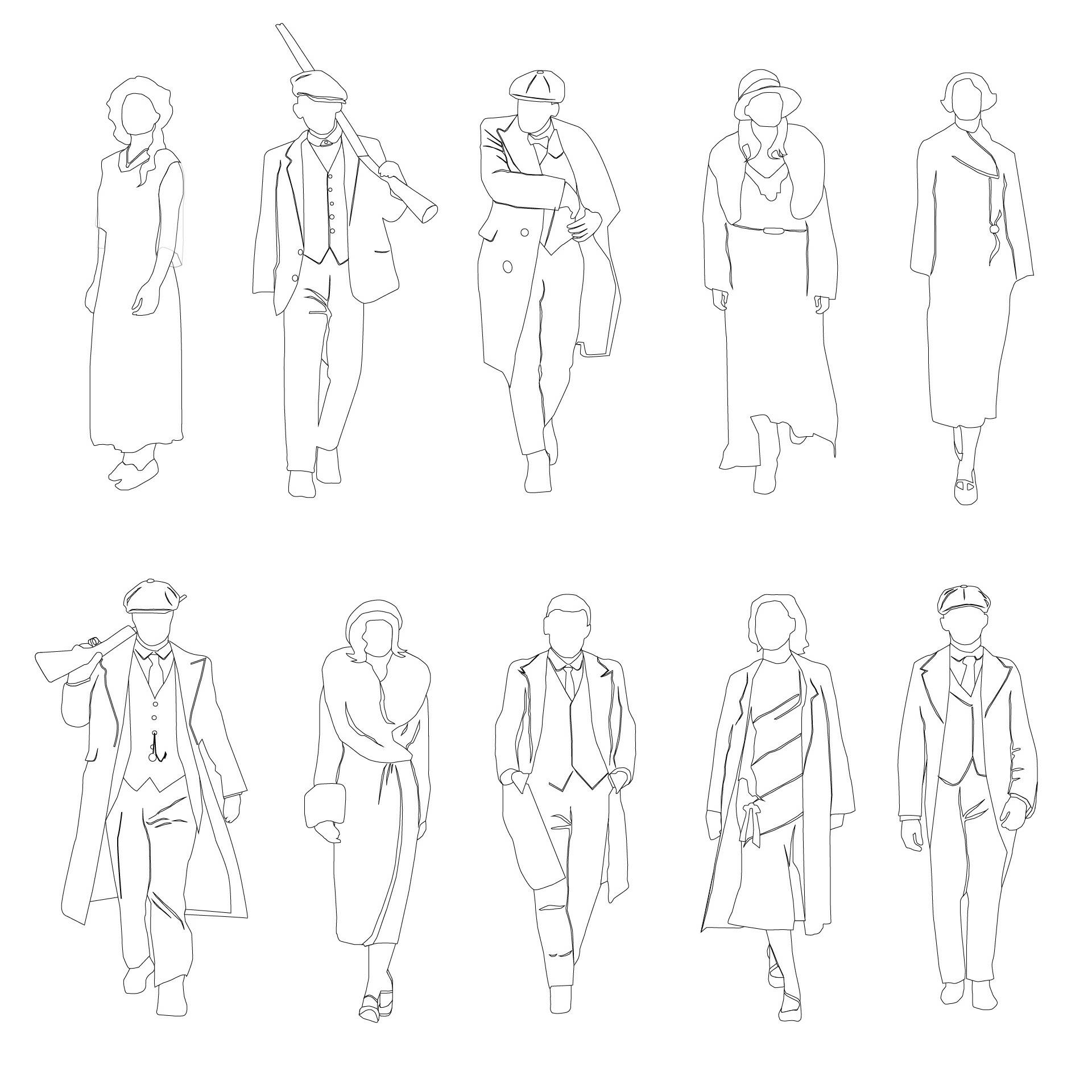 CAD 1920s Gangsters — CAD block set for architectural drawings, preview 1 of 5