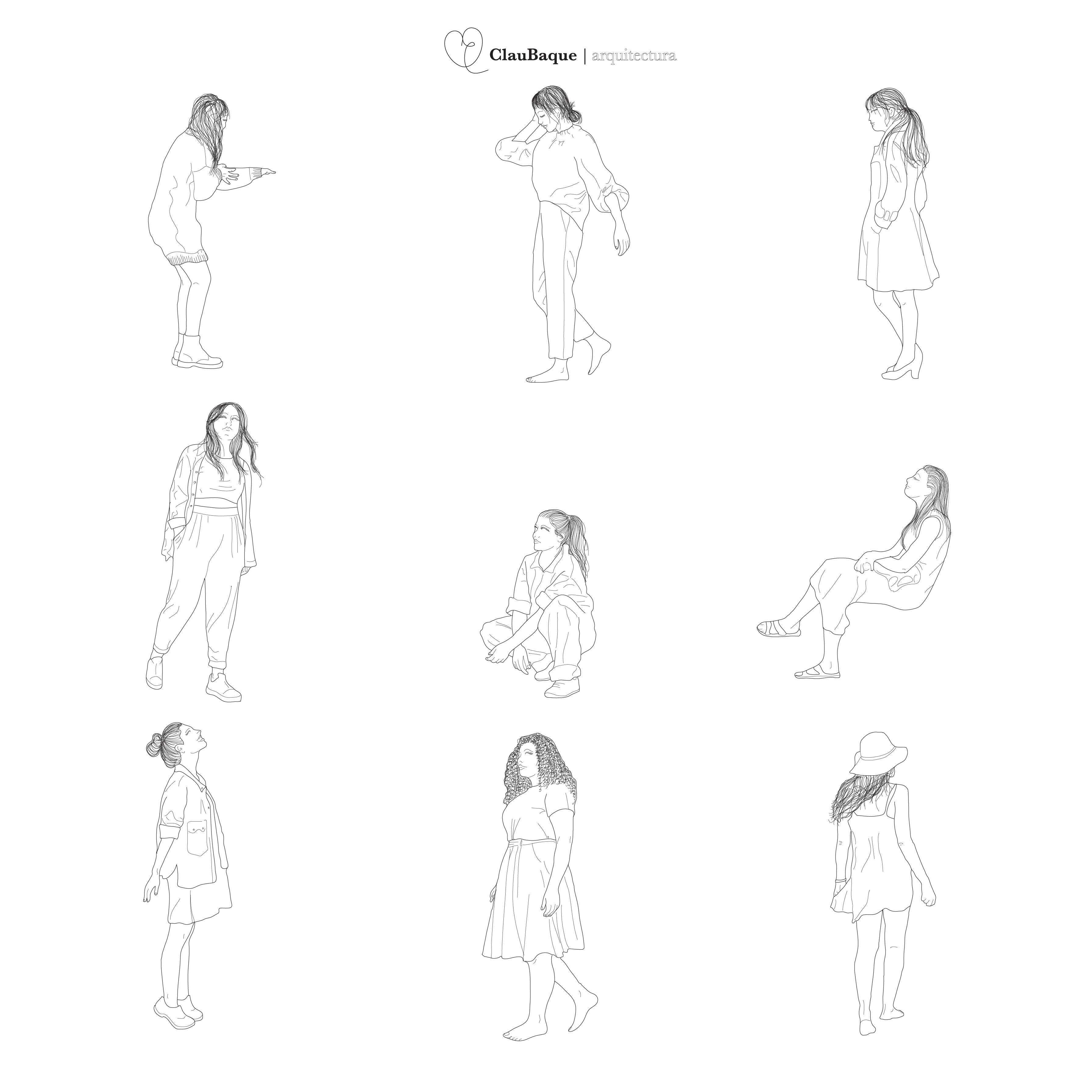 CAD Diversity Girls 2 — CAD block set for architectural drawings, preview 1 of 2