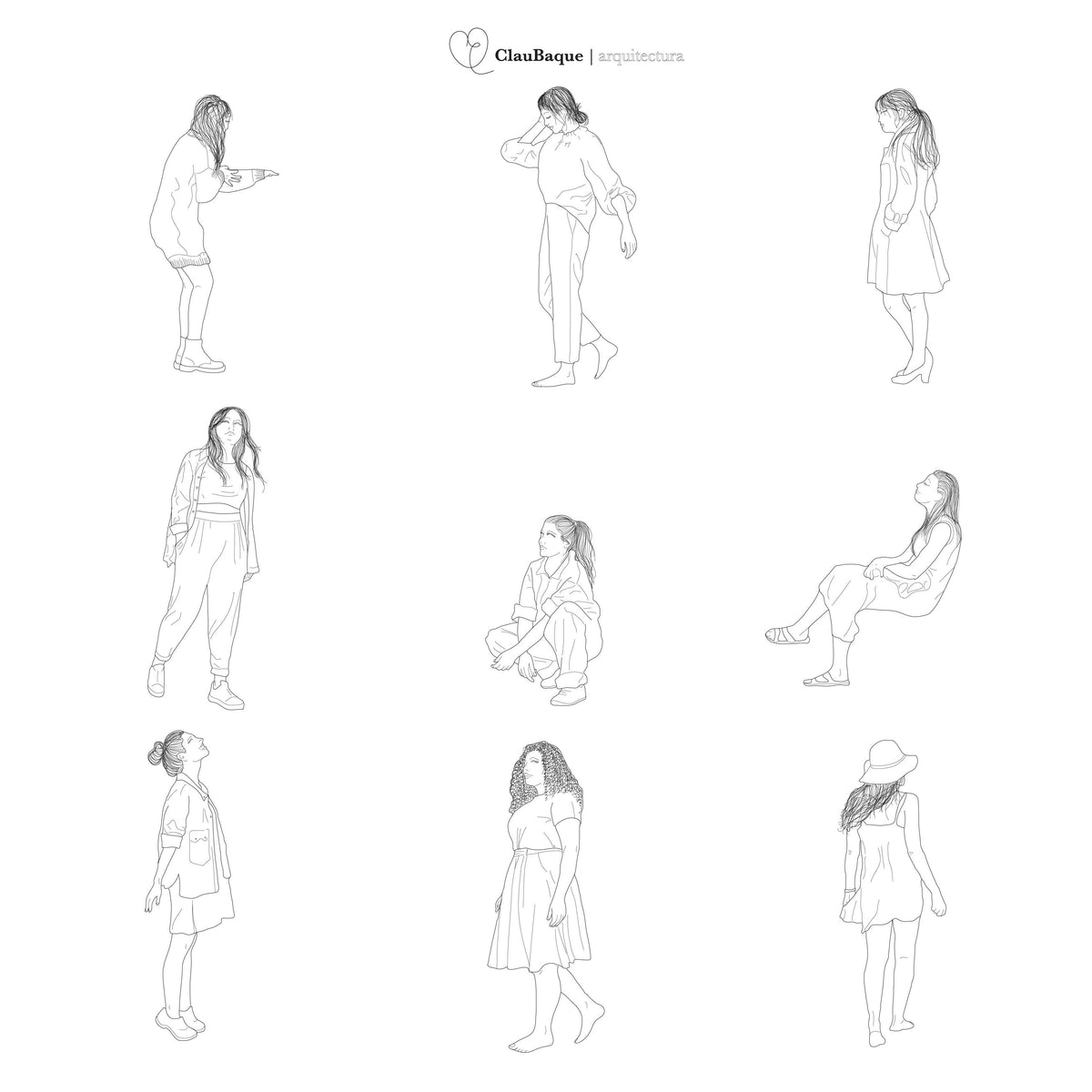 CAD Diversity Girls 2 — CAD block set for architectural drawings, preview 1 of 2