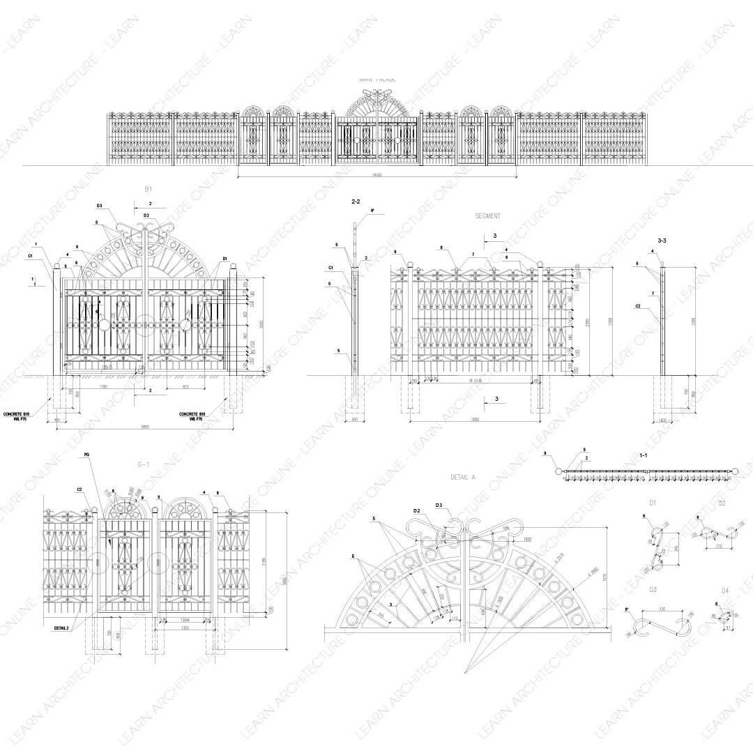 CAD Block Iron Gate Details — CAD block set for architectural drawings, preview 2 of 2