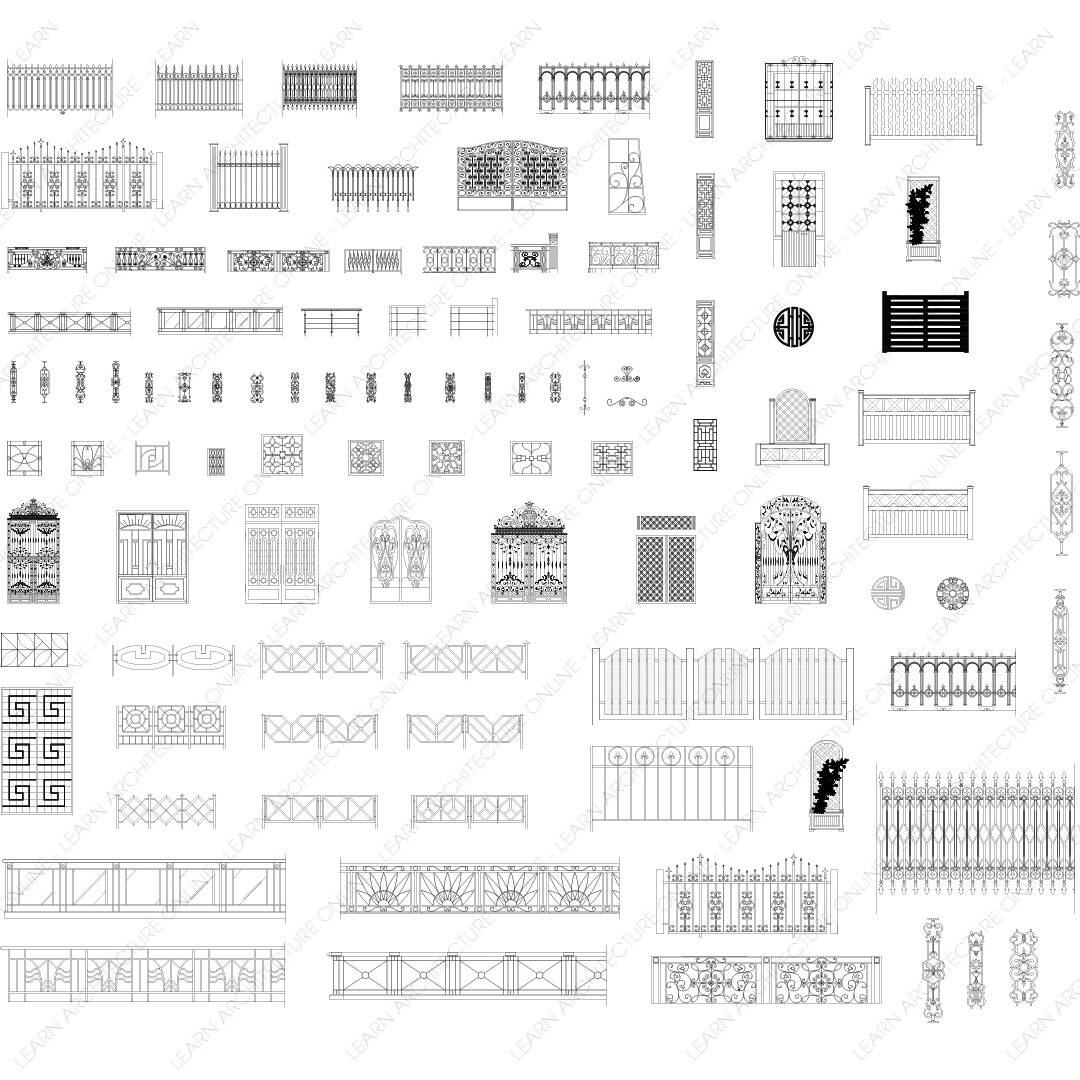 CAD Block Iron Gate — CAD block set for architectural drawings, preview 2 of 2