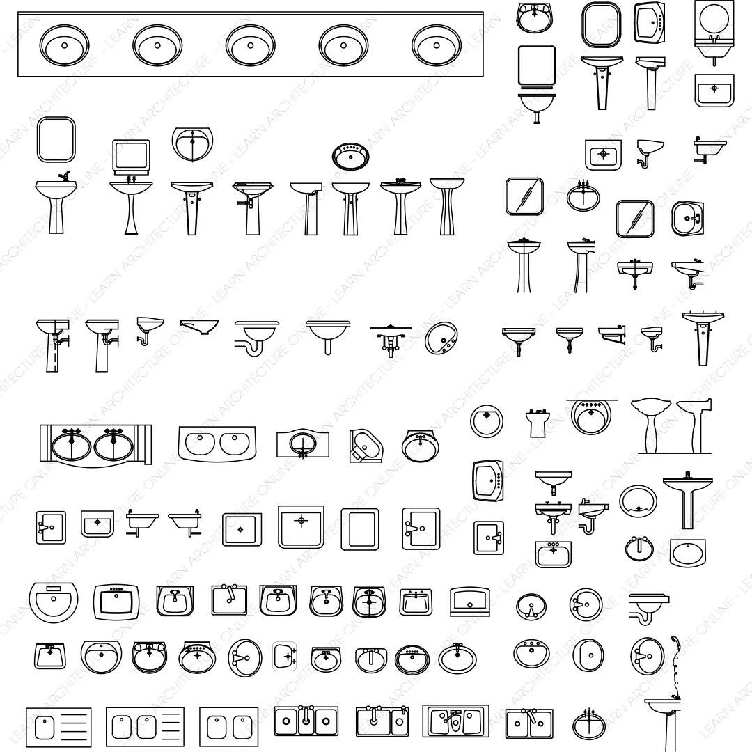 CAD Block Sanitry Blocks — CAD block set for architectural drawings, preview 2 of 2
