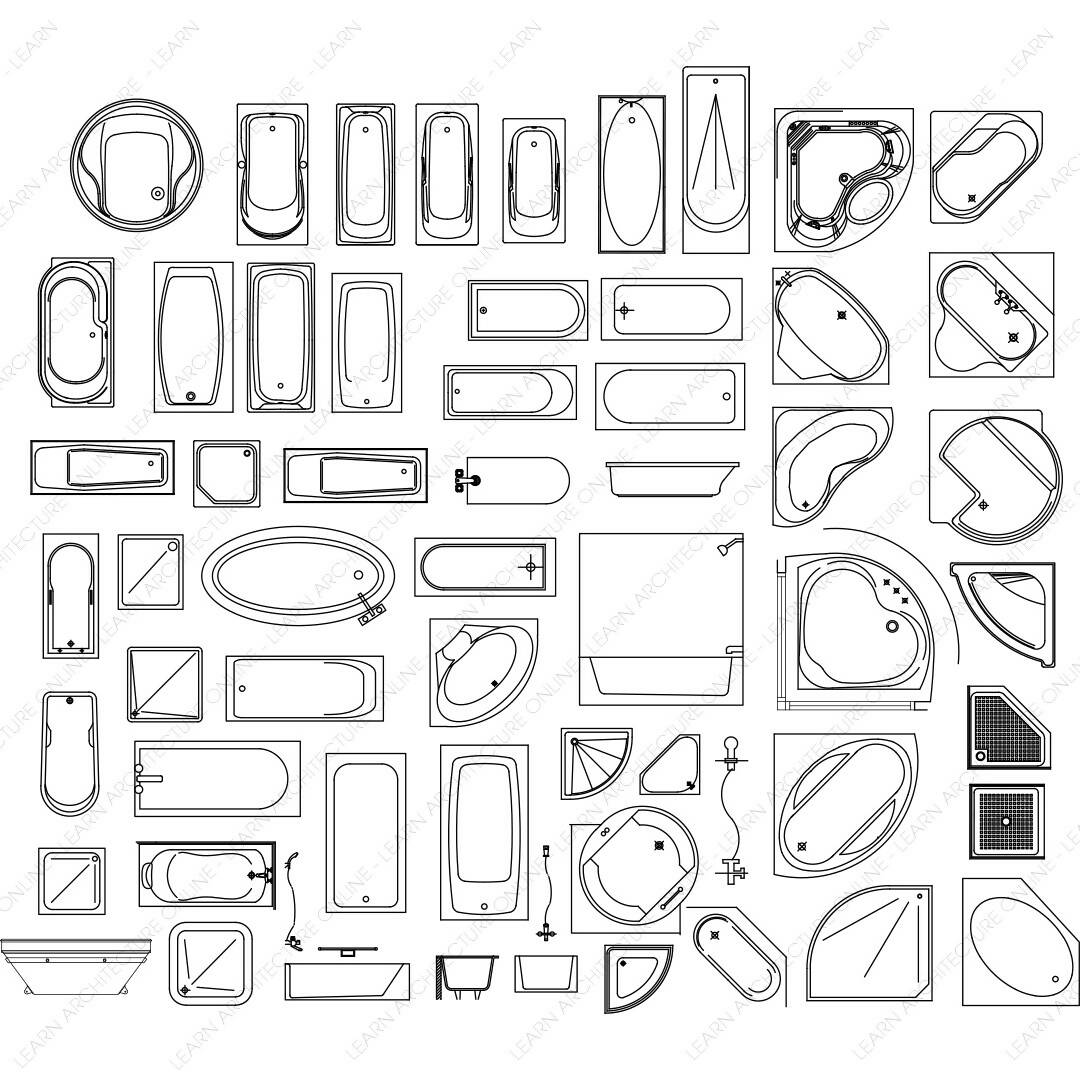 CAD Block Shower — CAD block set for architectural drawings, preview 2 of 2