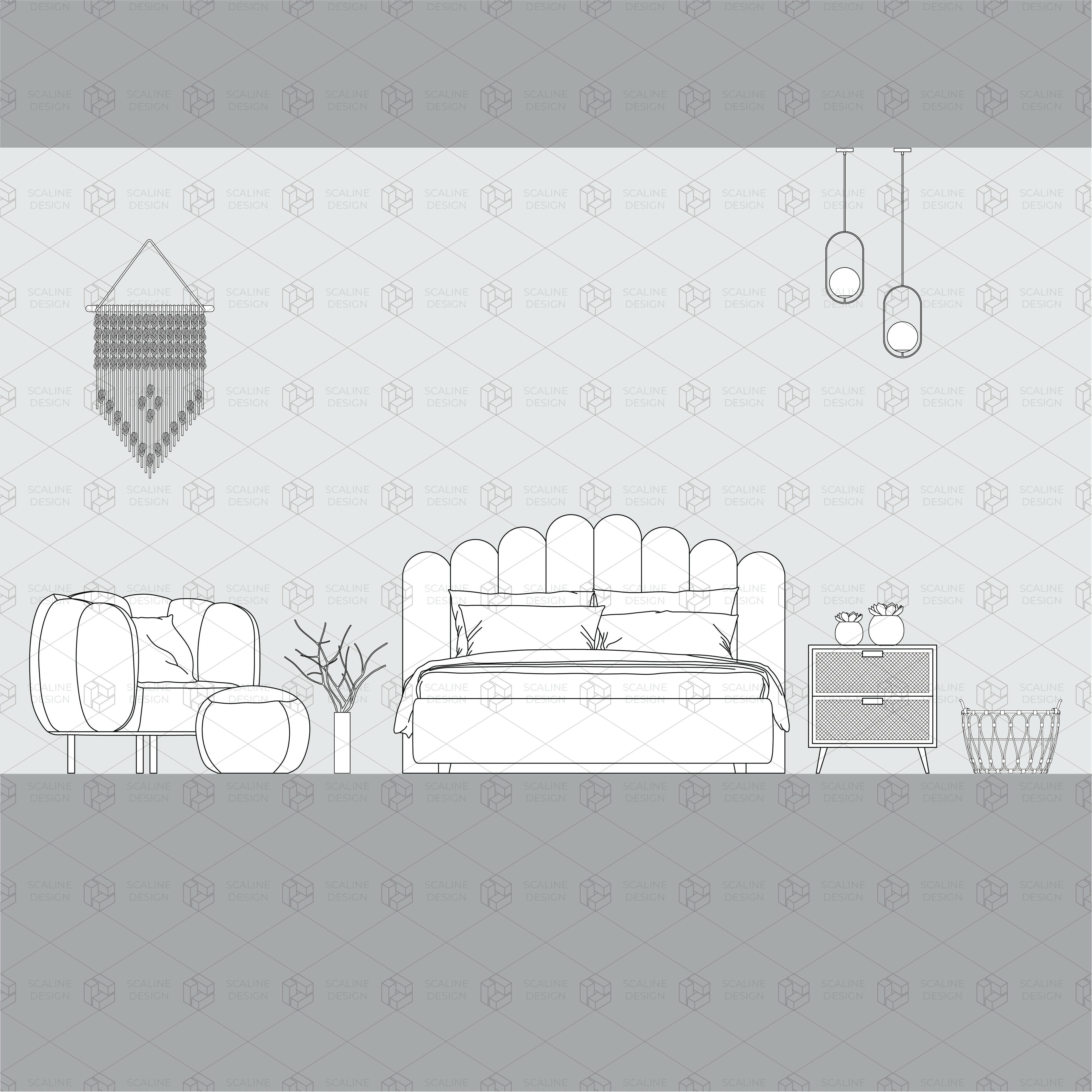 CAD & Vector Bohochic Style Home Decor — CAD block set for architectural drawings, preview 3 of 4