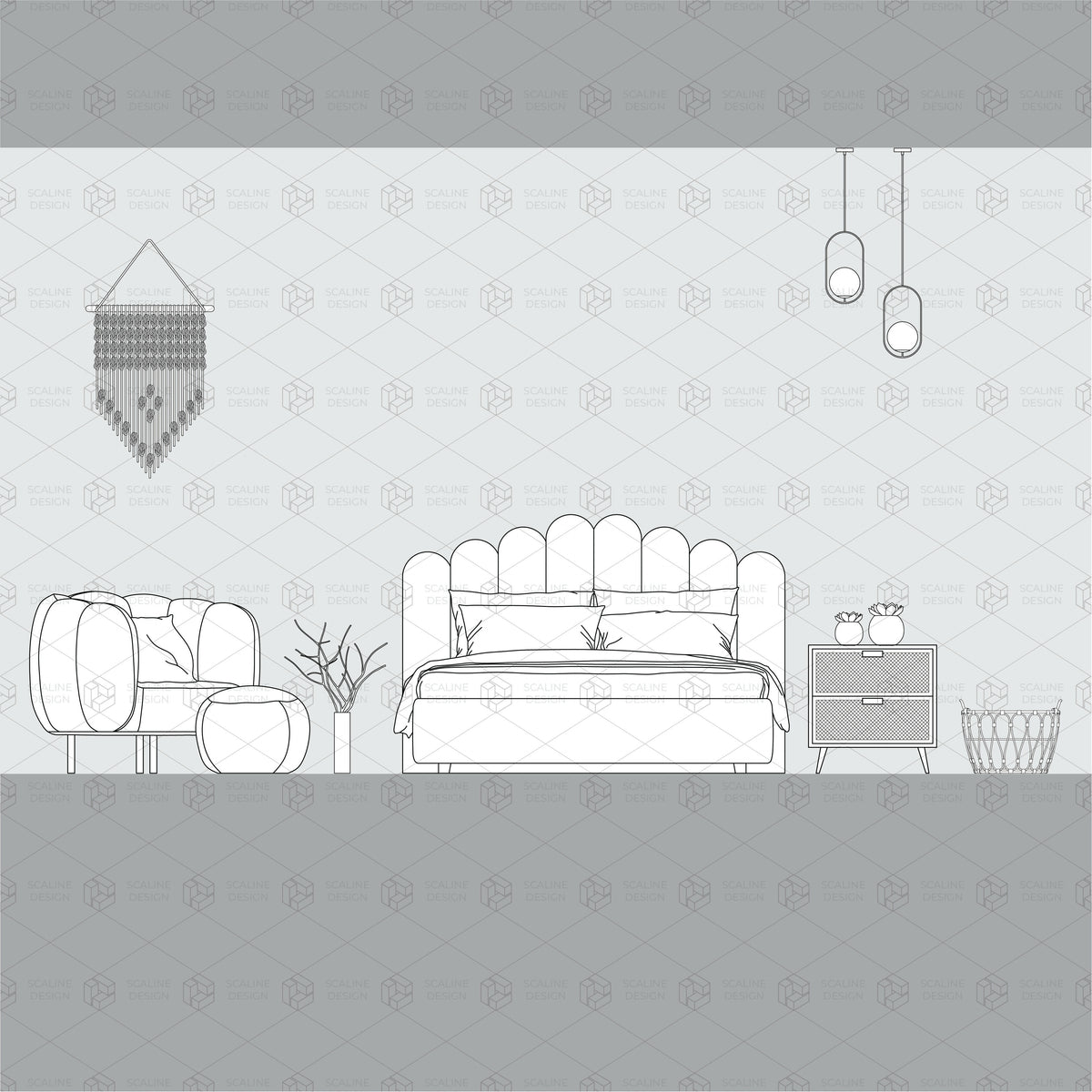 CAD & Vector Bohochic Style Home Decor — CAD block set for architectural drawings, preview 3 of 4