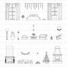 CAD & Vector Christmas Minimalist Furniture and Decoration (Elevation) — CAD block set, preview 1 of 4