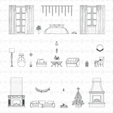 CAD & Vector Christmas Minimalist Furniture and Decoration (Elevation)