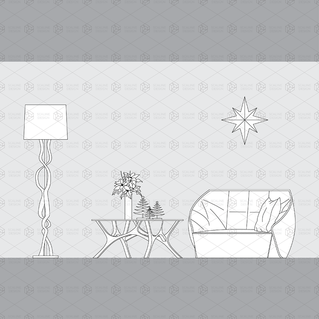 CAD & Vector Christmas Minimalist Furniture and Decoration (Elevation) — CAD block set, preview 3 of 4