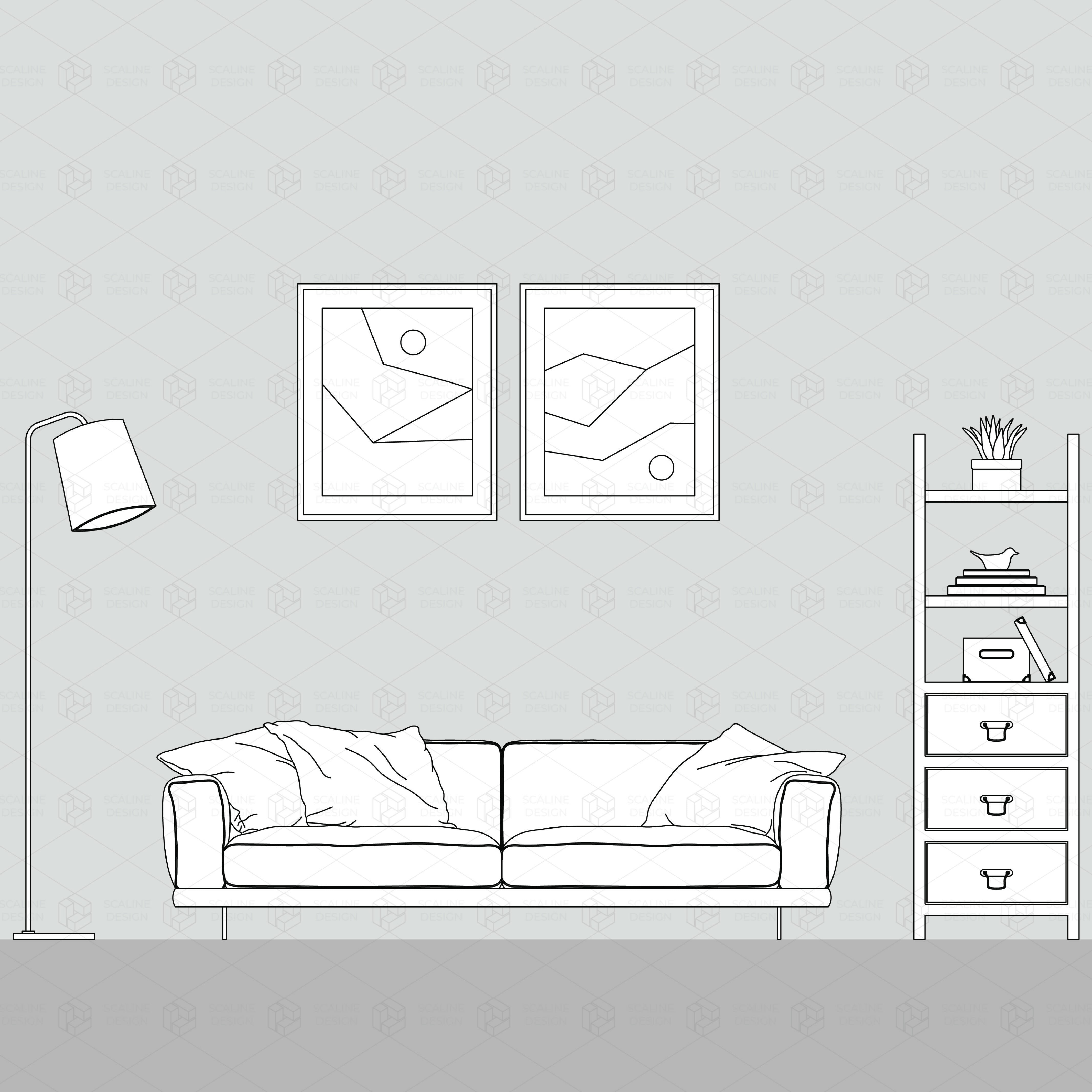 CAD & Vector Industrial Style Home Decor — CAD block set for architectural drawings, preview 5 of 5