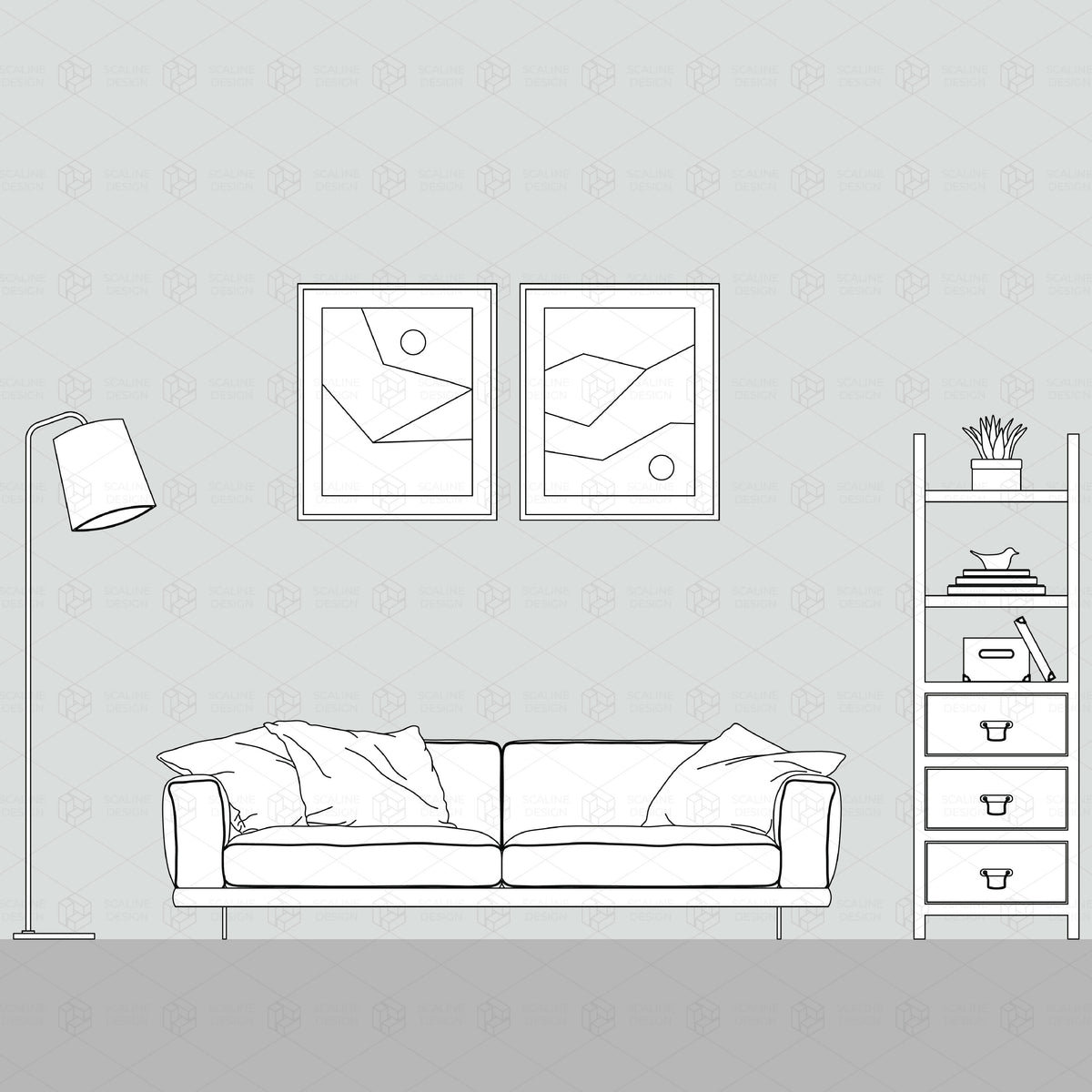 CAD & Vector Industrial Style Home Decor — CAD block set for architectural drawings, preview 5 of 5