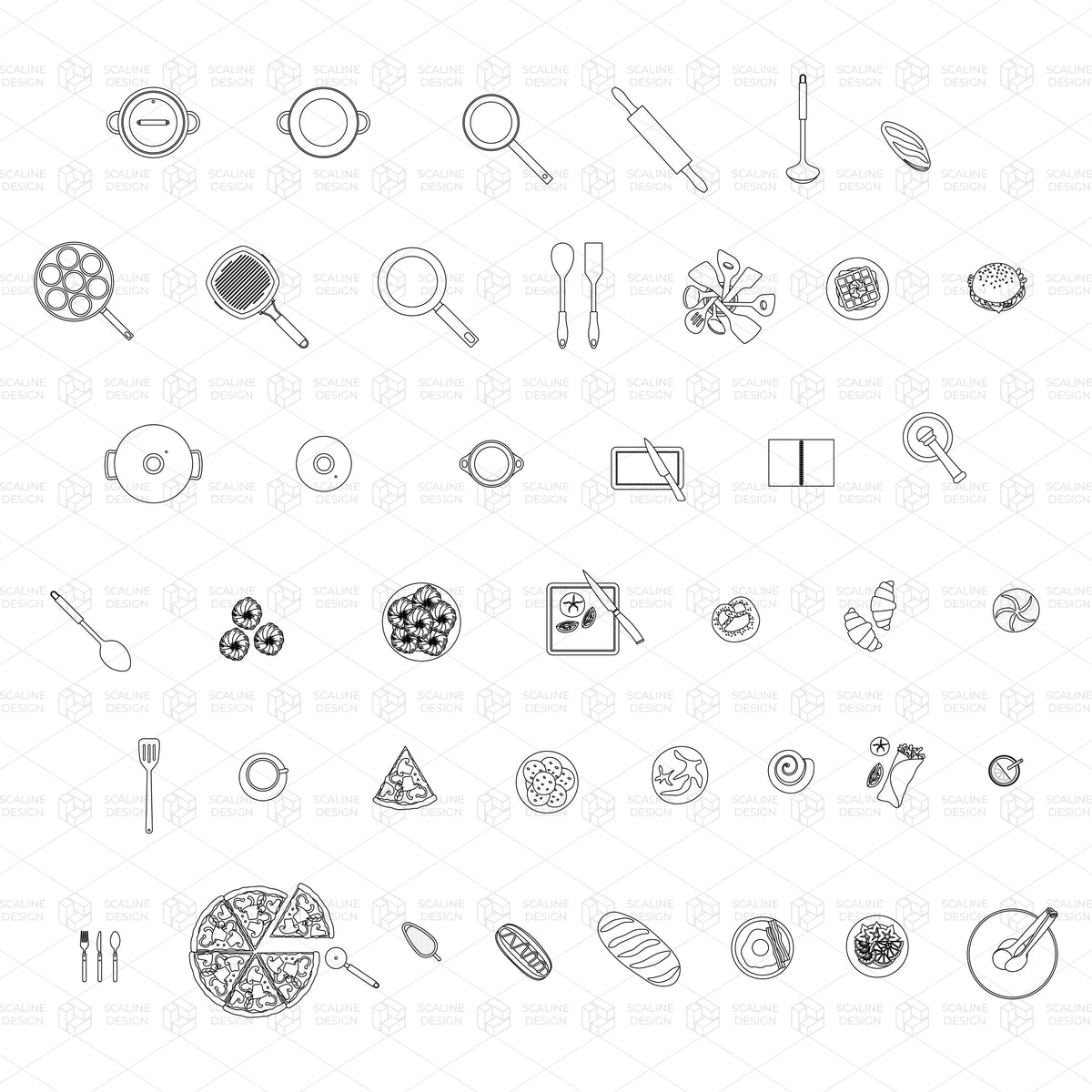 CAD & Vector Kitchen and Food — CAD block set for architectural drawings, preview 1 of 3