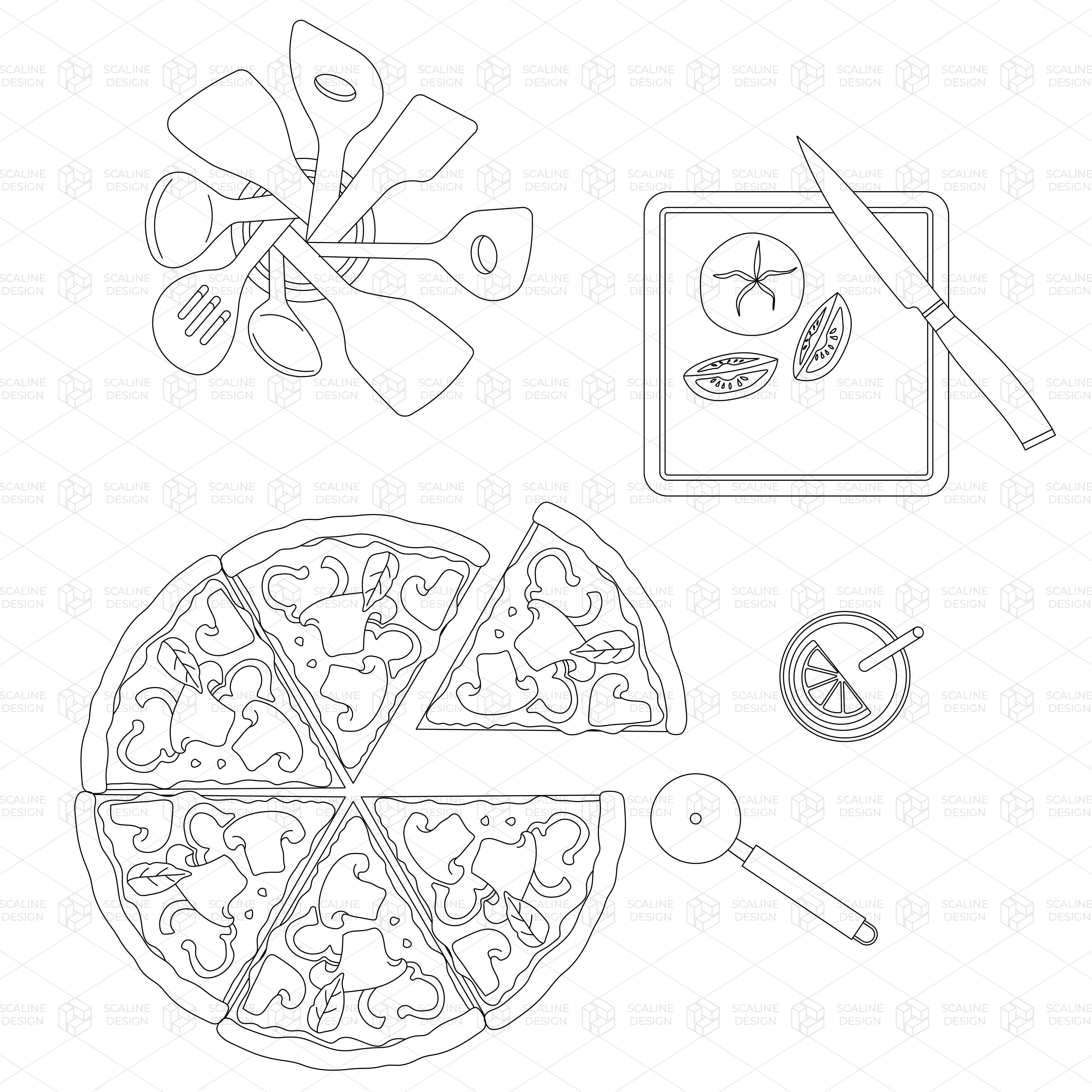 CAD & Vector Kitchen and Food — CAD block set for architectural drawings, preview 2 of 3