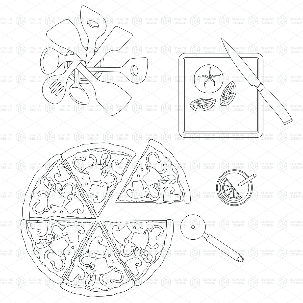 CAD & Vector Kitchen and Food — CAD block set for architectural drawings, preview 2 of 3