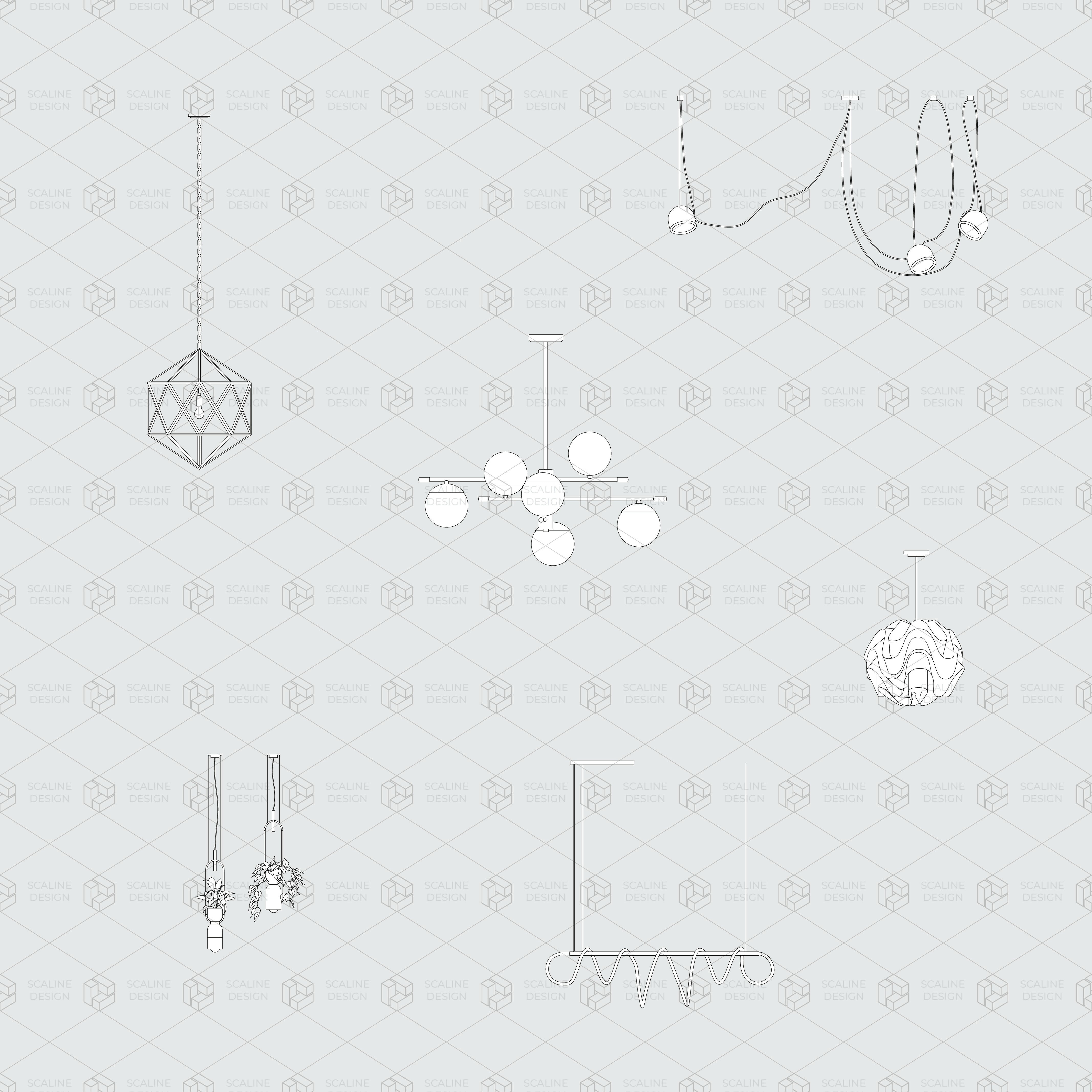 CAD & Vector Lighting Collection — CAD block set for architectural drawings, preview 2 of 4
