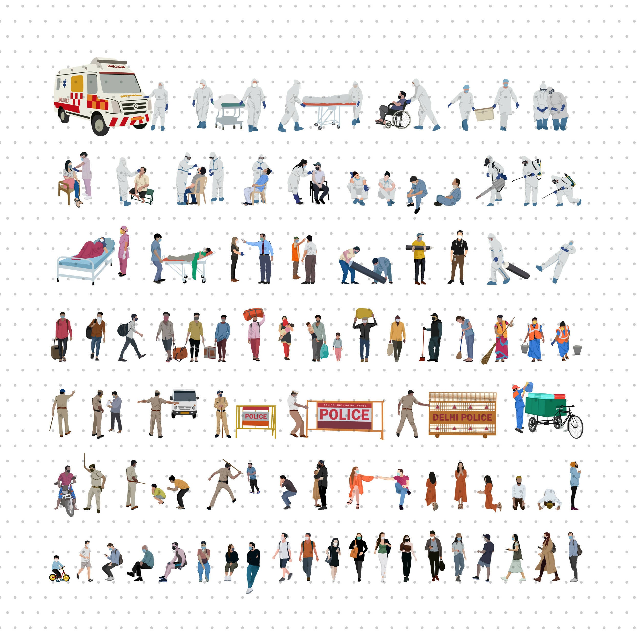 Coronavirus Crisis Mega Pack - Covid 19 Pandemic — cutout pack for architectural visualisation, preview 1 of 7