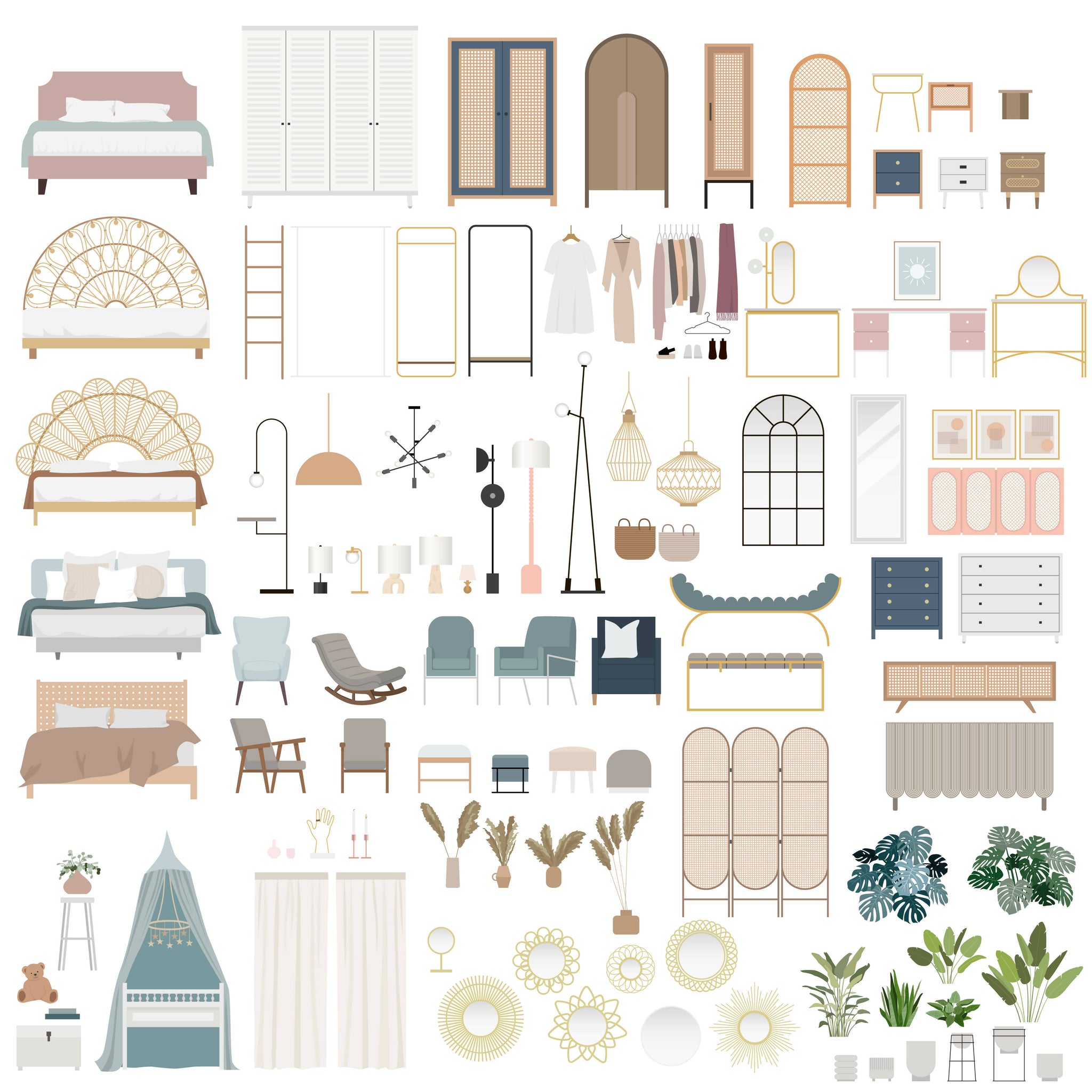 Bedroom Furniture Cutouts Pack | Learn Architecture Online