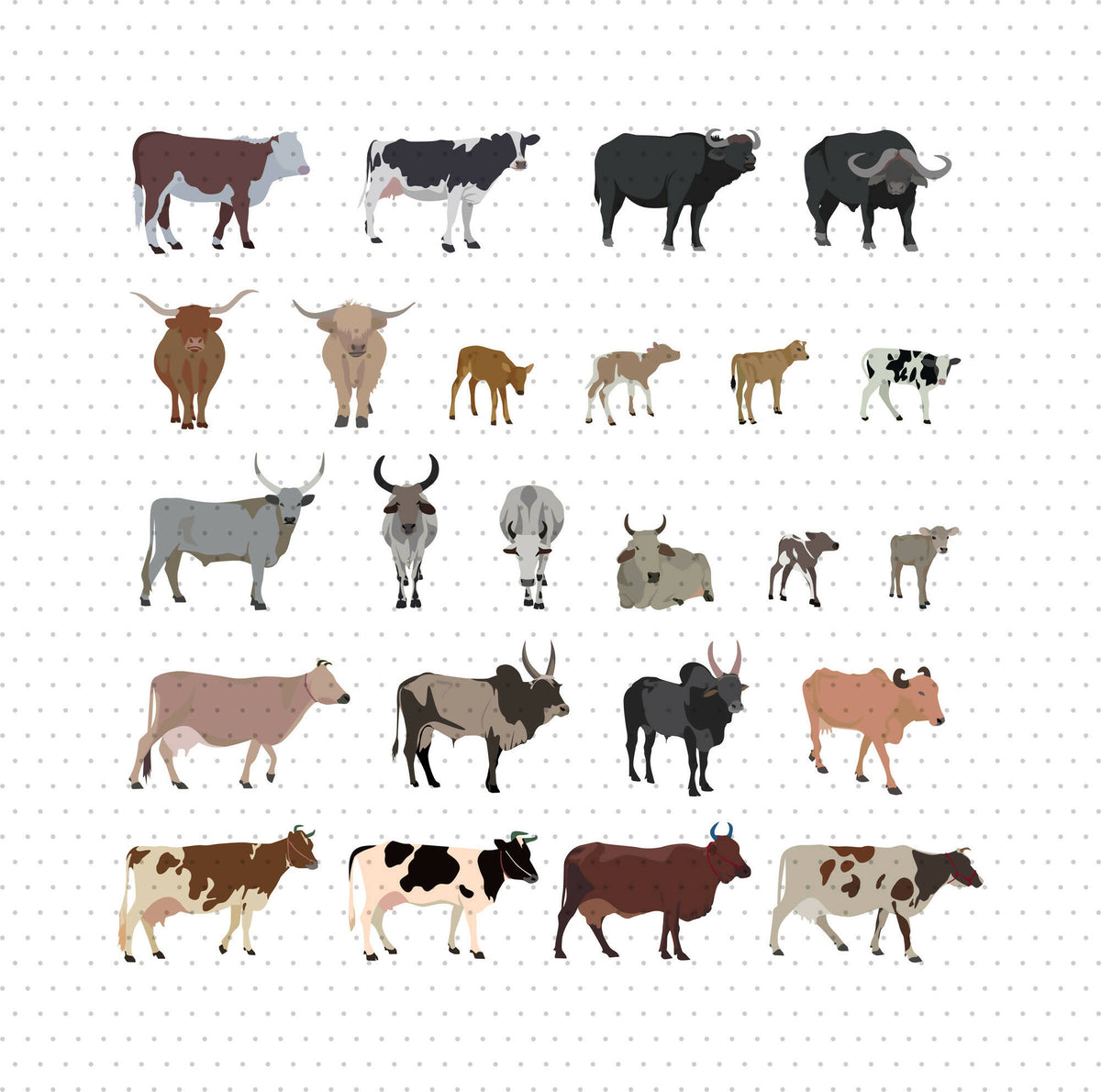 Detailed Cattle Animals Pack — cutout pack for architectural visualisation